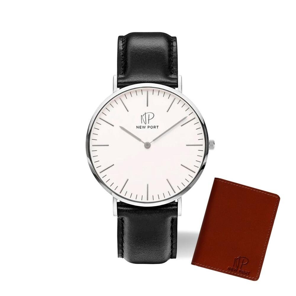 Relógio Masculino Casual Preto Elegante 40mm +Carteira Couro Dourado 1