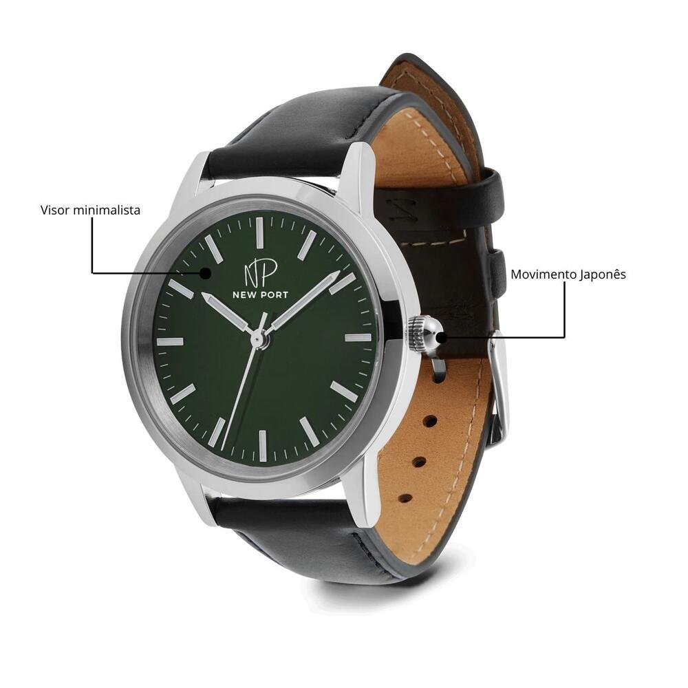 Relógio Masculino Elegante Prata Casual Clássico New Port Prata 4