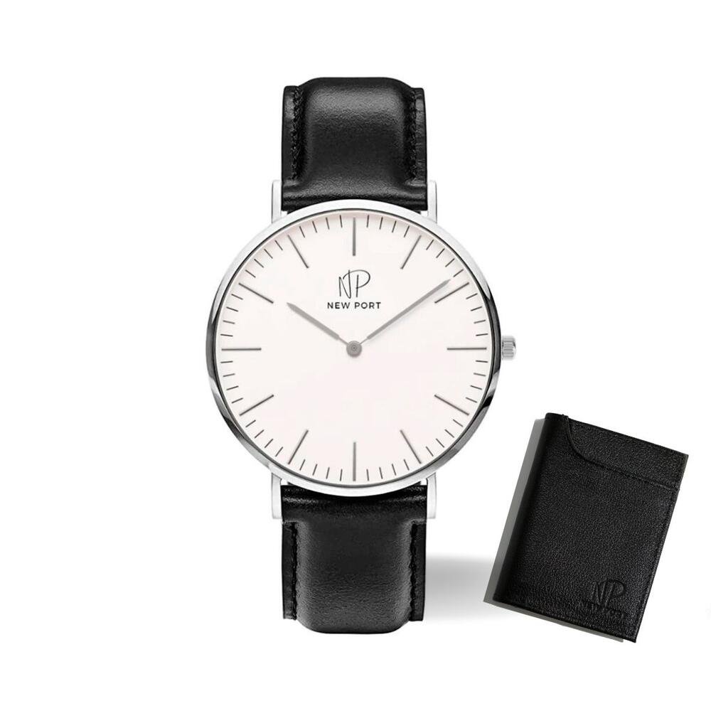 Relógio Masculino Preto Casual Elegante + Carteira Couro Dourado 1