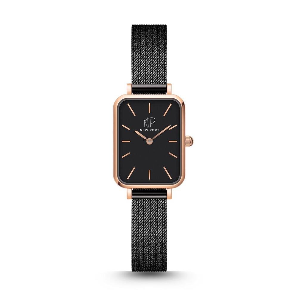 Relógio Feminino Quadrado Preto Casual New Port