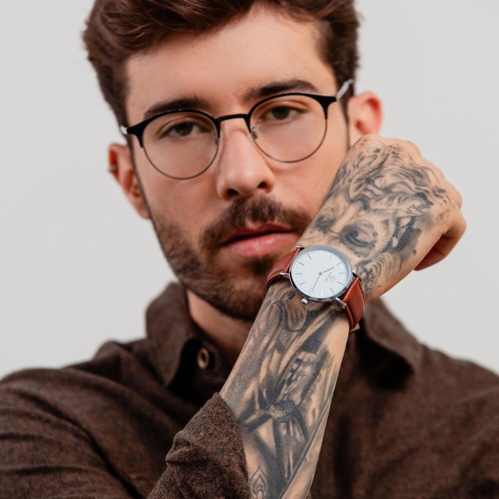 Rel. Masc. Analógico Casual P. Couro New Port 40mm Dourado 2