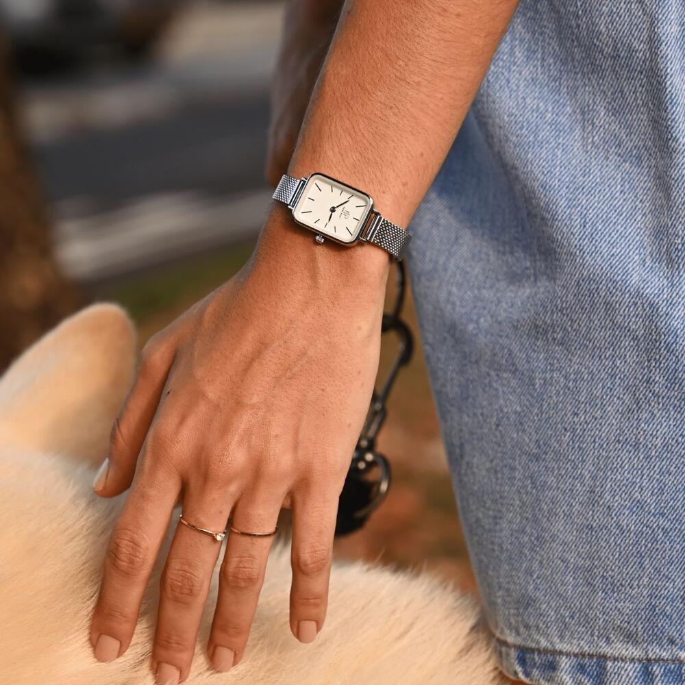 Relógio Prata Feminino Elegante Quadrado Analógico Prata 2
