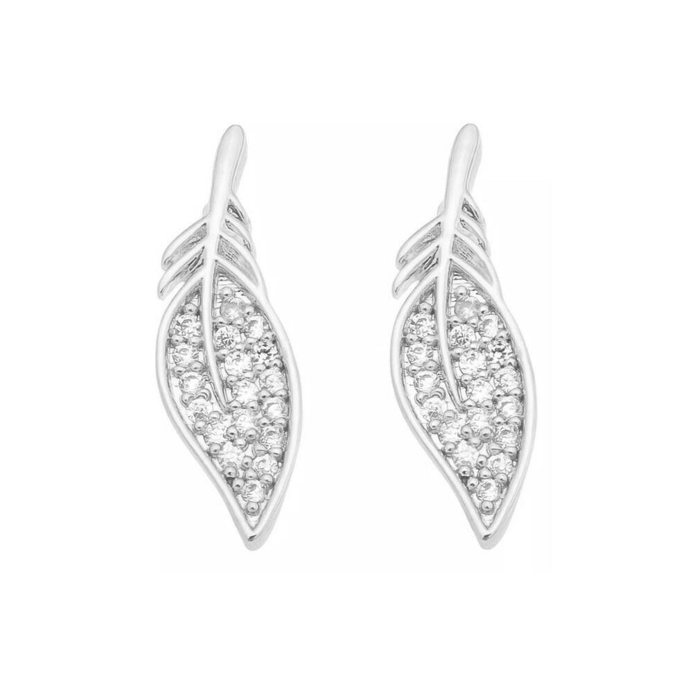 Brinco Pena Banhado a Prata Pequeno Delicado