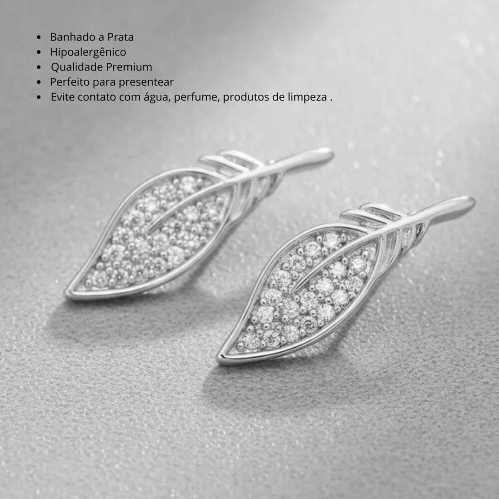 Brinco Pena Banhado a Prata Pequeno Delicado Prata 2