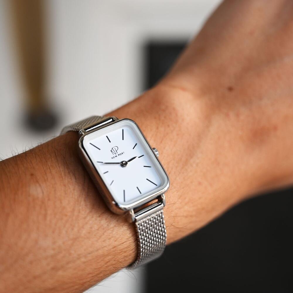 Relógio Prata New Port Quadrado Elegante. Prata 6