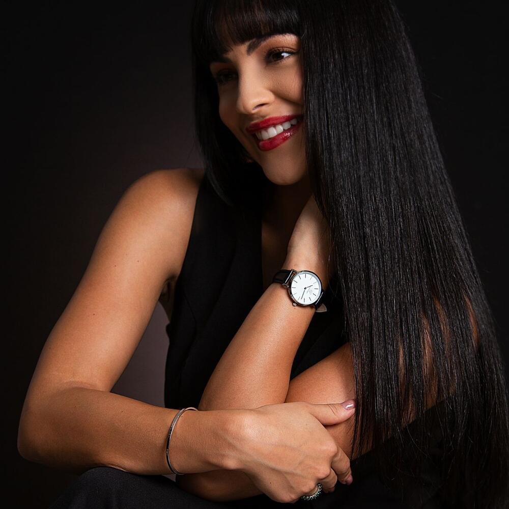 Relógio Feminino Elegante New Port 32mm Preto Preto 4