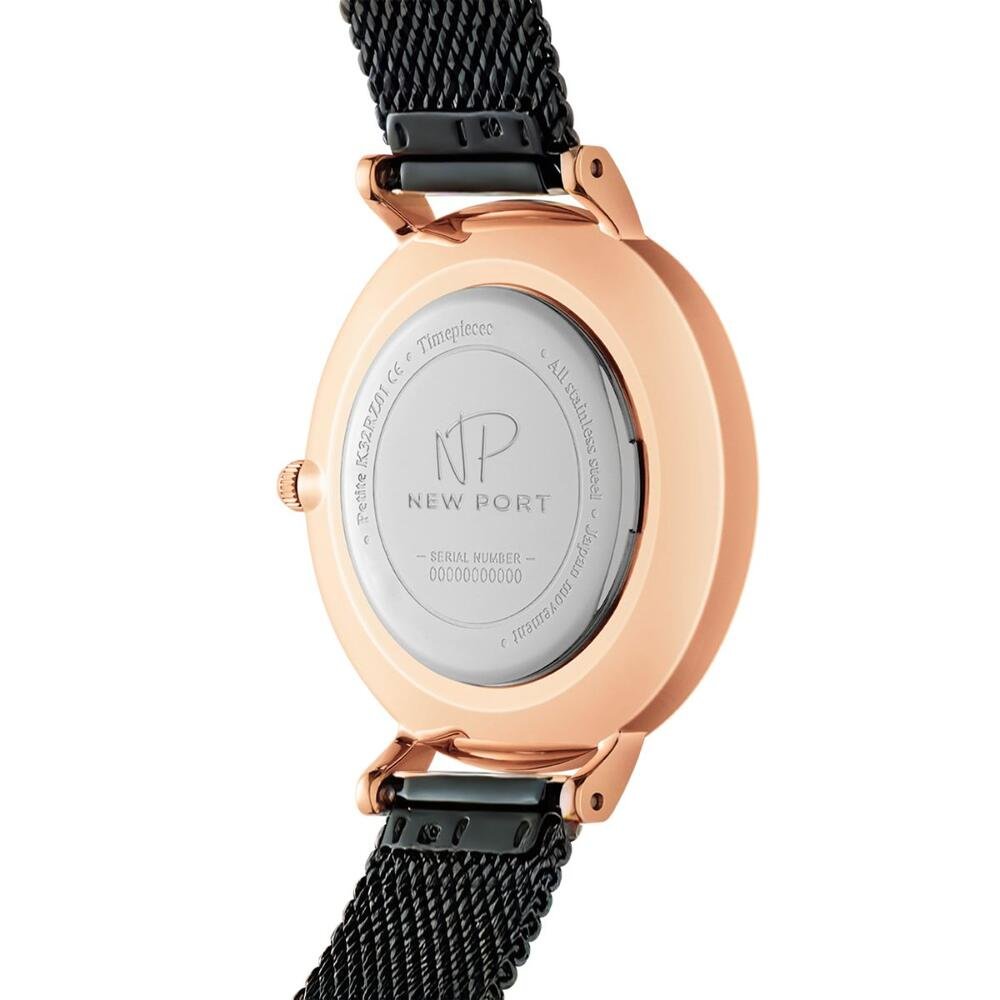 Relógio Feminino Preto Casual Elegante New Port 32mm Preto 5