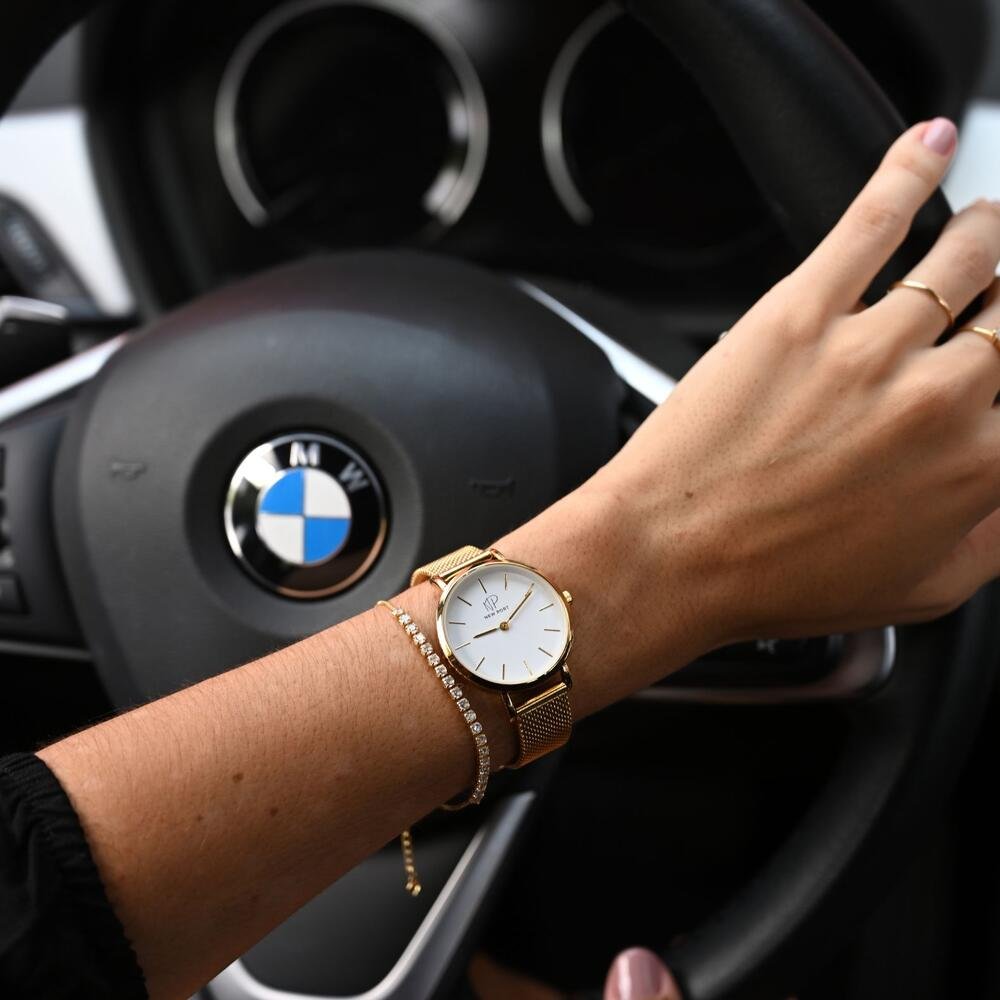 Relógio Feminino Dourado Casual Sofisticado New Port 32mm Dourado 2