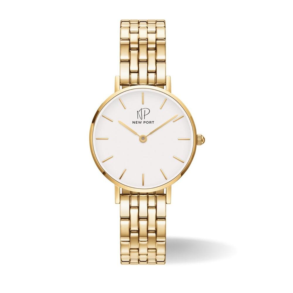 Relógio Feminino Dourado Elegante Analógico New Port 32mm
