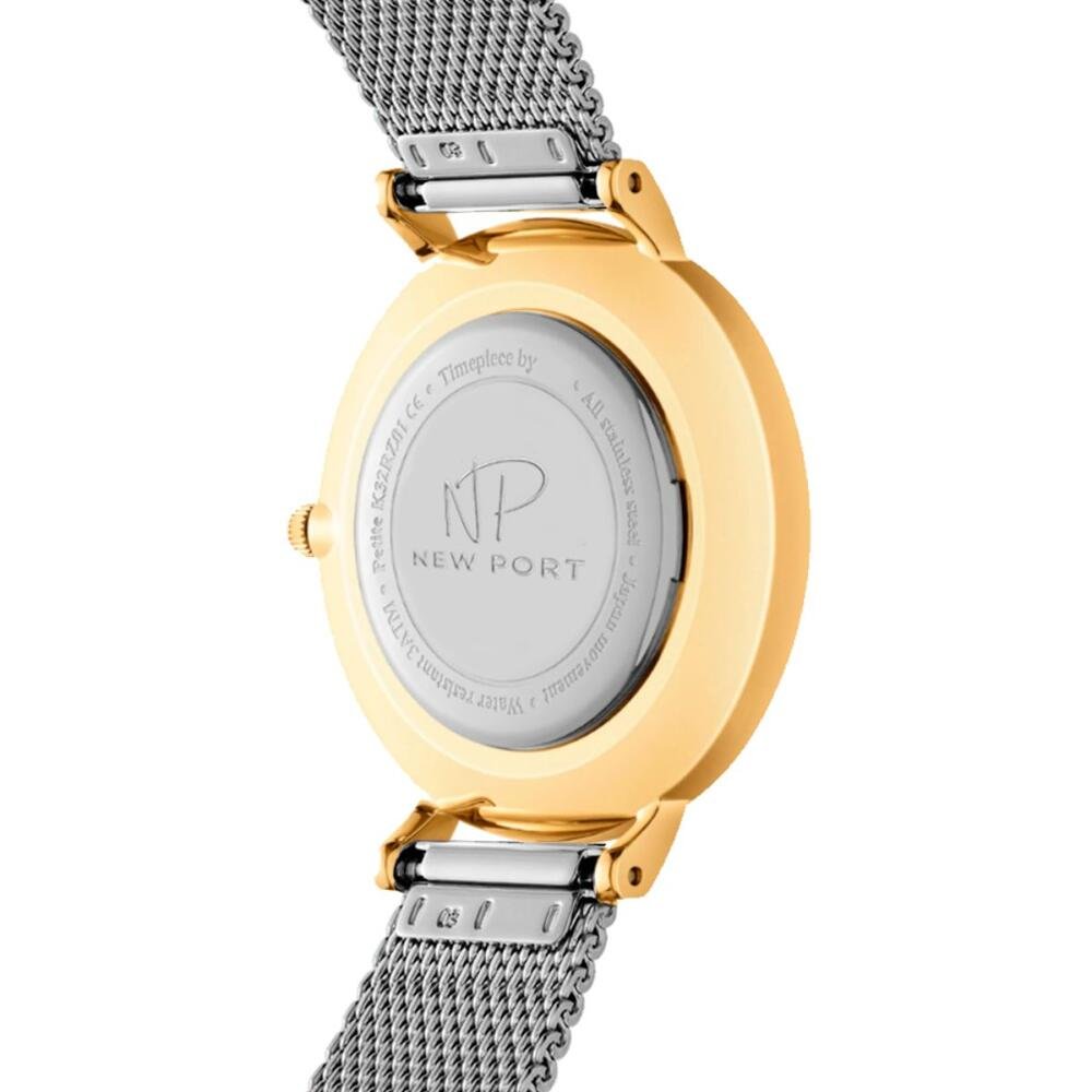 Relógio Feminino Bicolor Casual Clássico New Port 32mm Prata 4