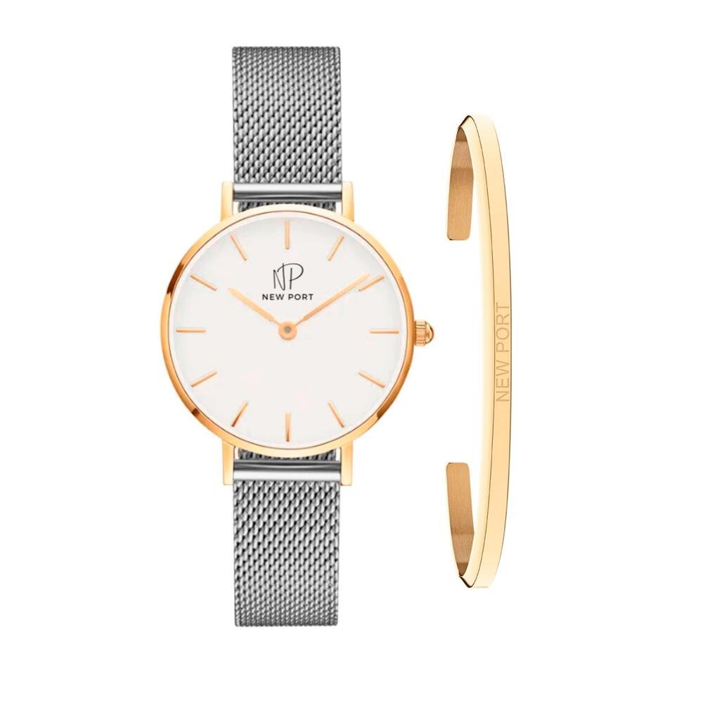 Relógio Feminino Casual Elegante Bicolor 32mm Com Bracelete