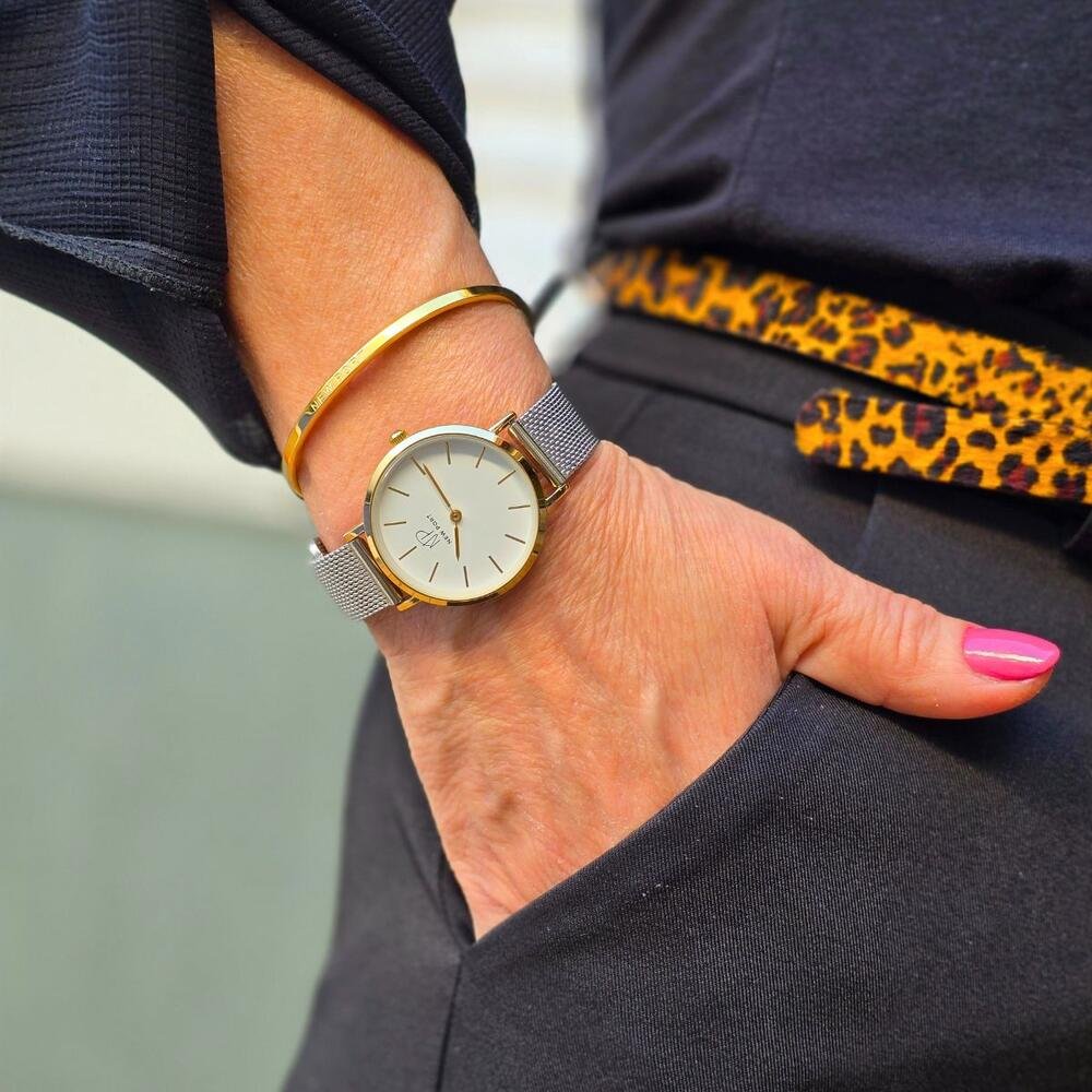 Relógio Feminino Casual Elegante Bicolor 32mm Com Bracelete Prata 4