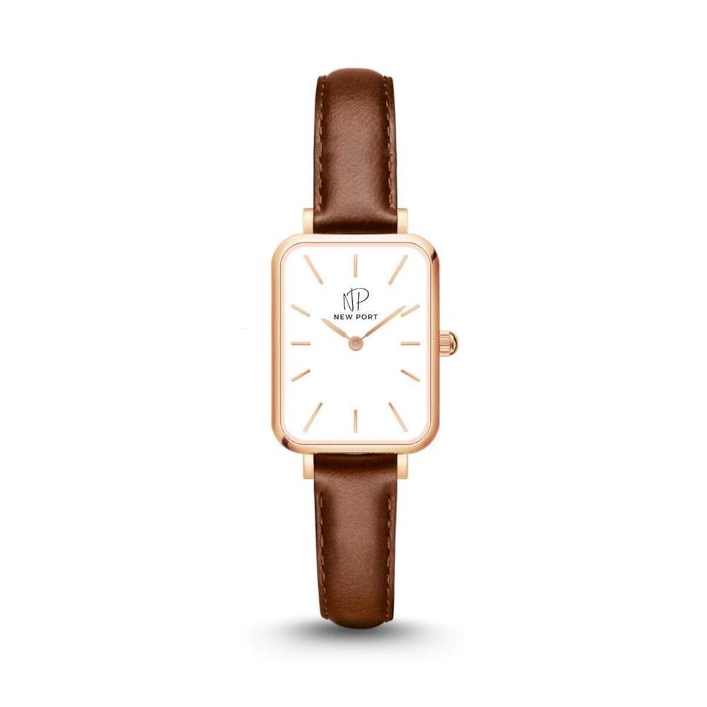 Relógio Feminino Quadrado Pulseira Marrom Piermont Rosé