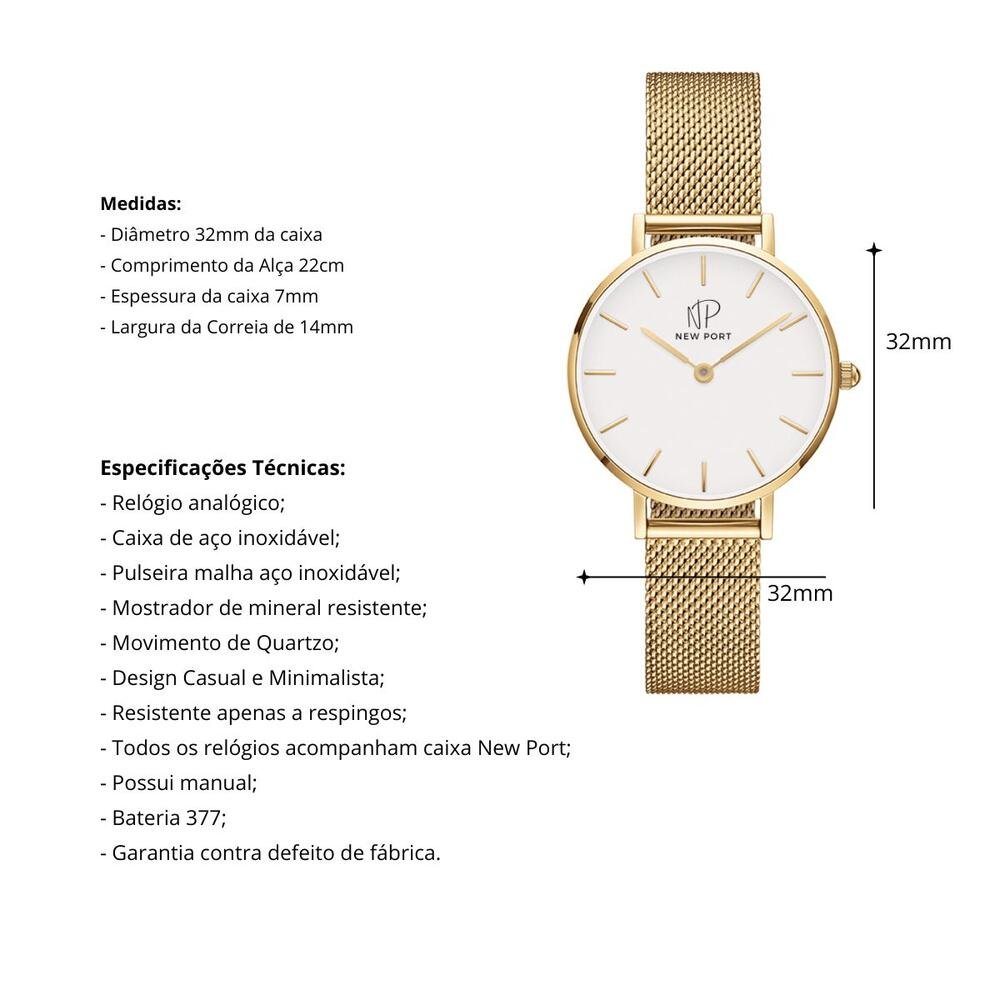 Relógio Dourado Elegant 32 e  Bracelete Ajustável. Dourado 8