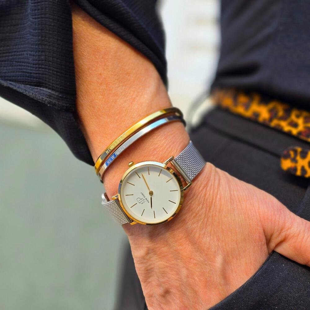 Relógio Bicolor Feminino 32mm + 2 Braceletes Prata 5