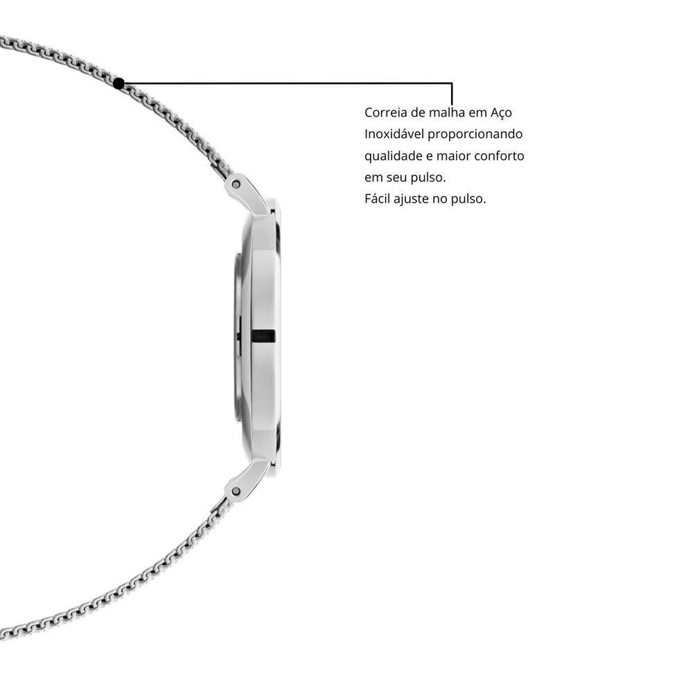 Relógio Analógico Sofisticado Prata New Port 32mm Prata 6