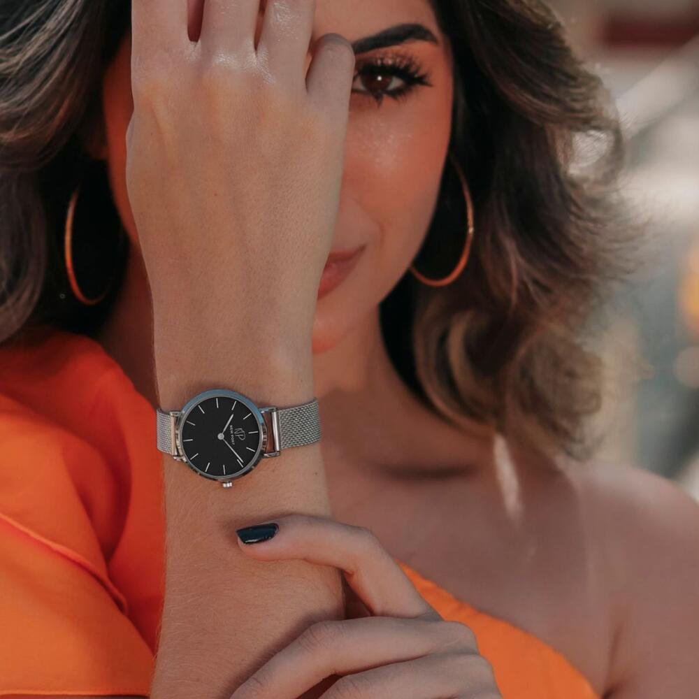 Relógio Feminino Prata Casual Delicado 32mm Com Bracelete Prata 6