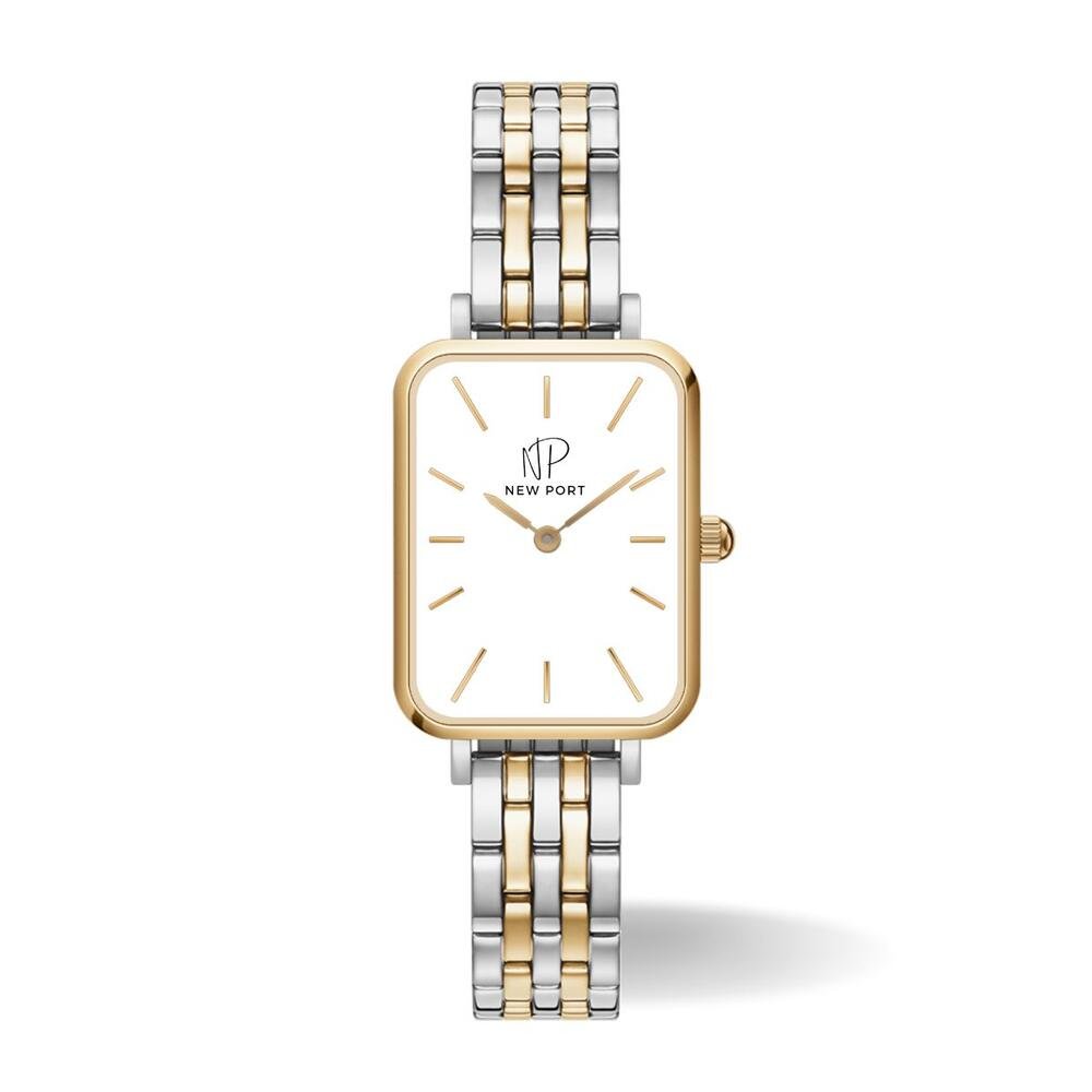 Relógio Feminino Dourado Quadrado Delicado Casual New Port