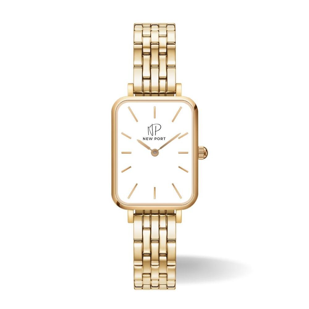 Relógio Feminino Quadrado Dourado Casual Delicado New Port