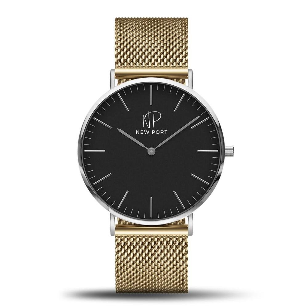 Relógio Masculino Analógico Dourado Casual Elegante New Port