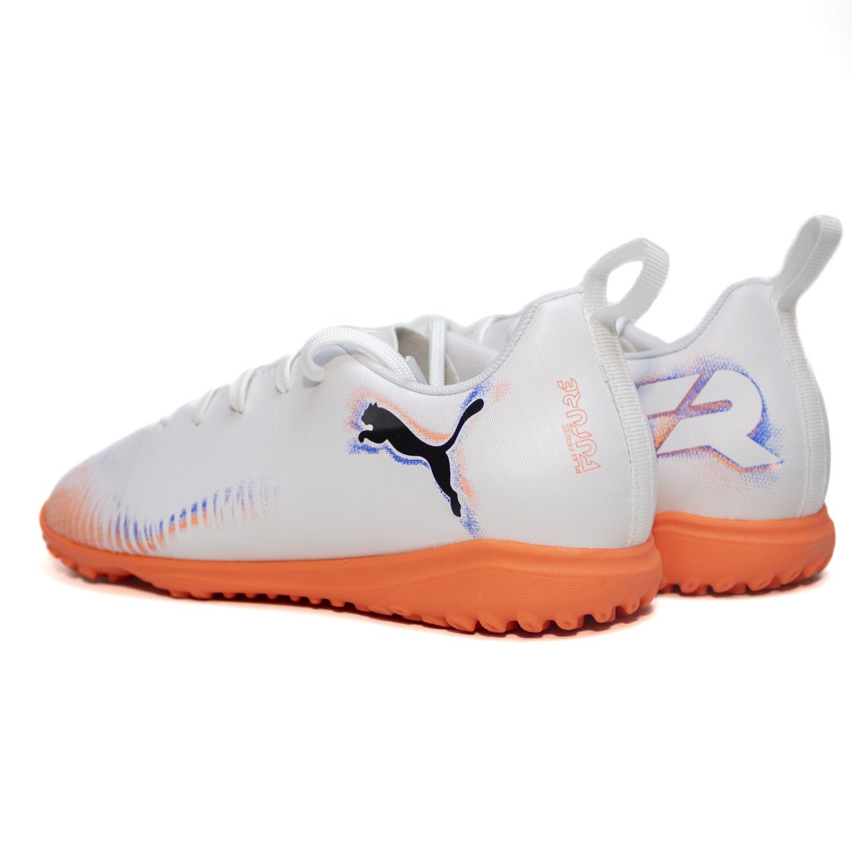Chuteira Puma Future 8 Play Juvenil Society Branco/Laranja 3