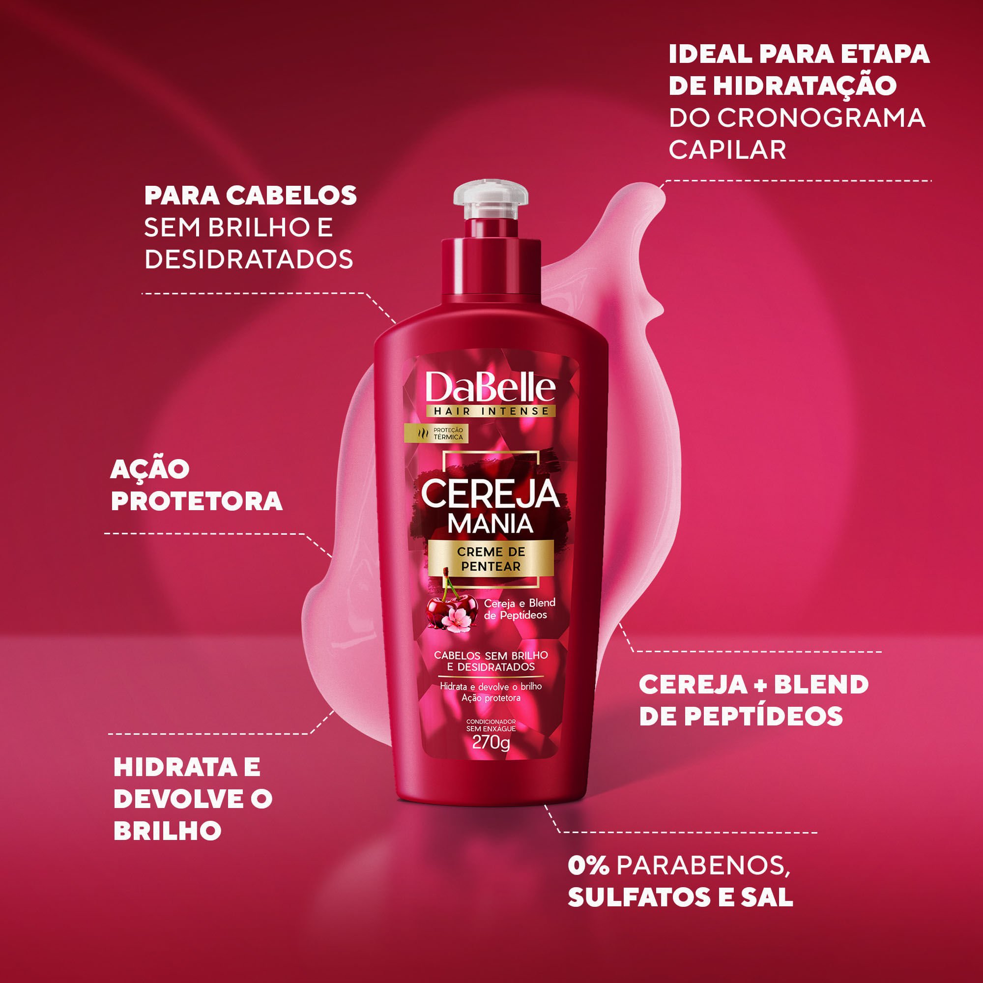 Creme de Pentear Cereja Mania 270g - DaBelle 270g 2