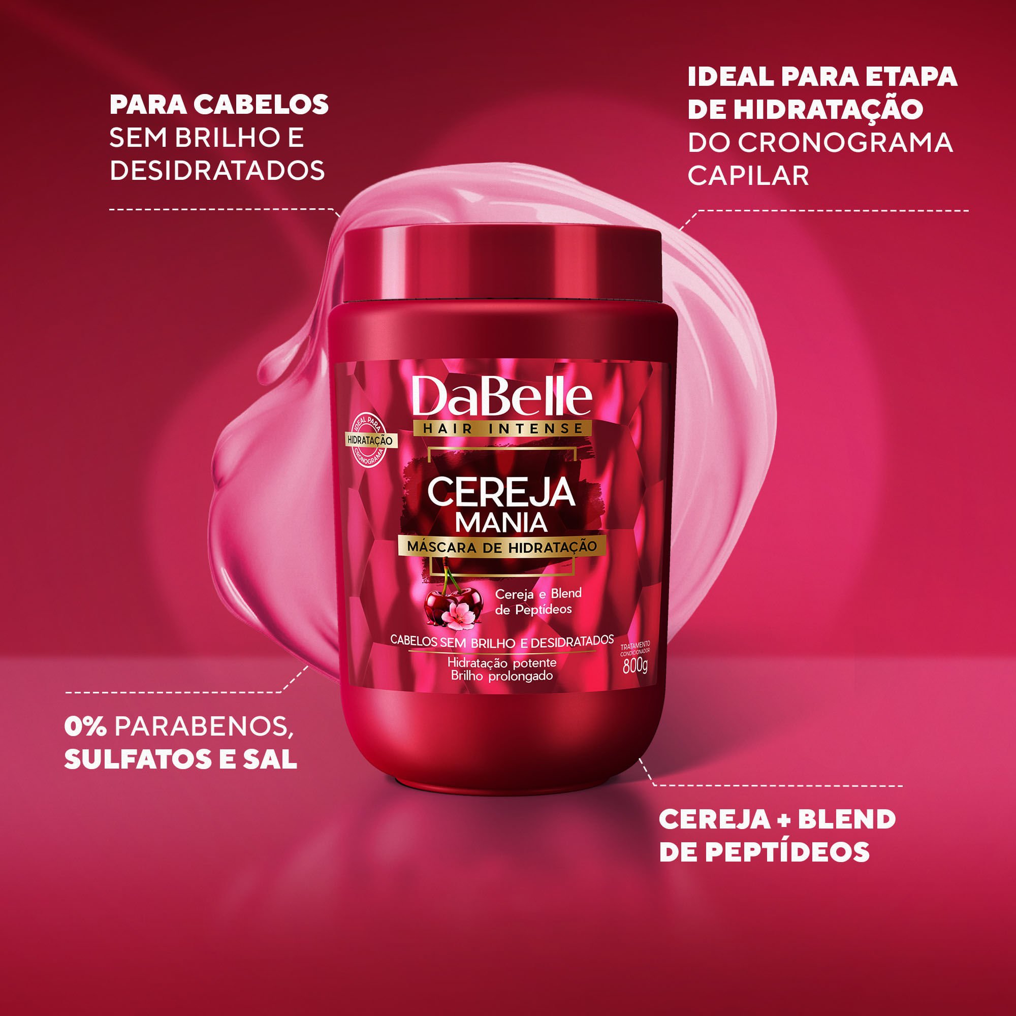 Máscara de Hidratação Cereja Mania 800g - DaBelle 800g 2