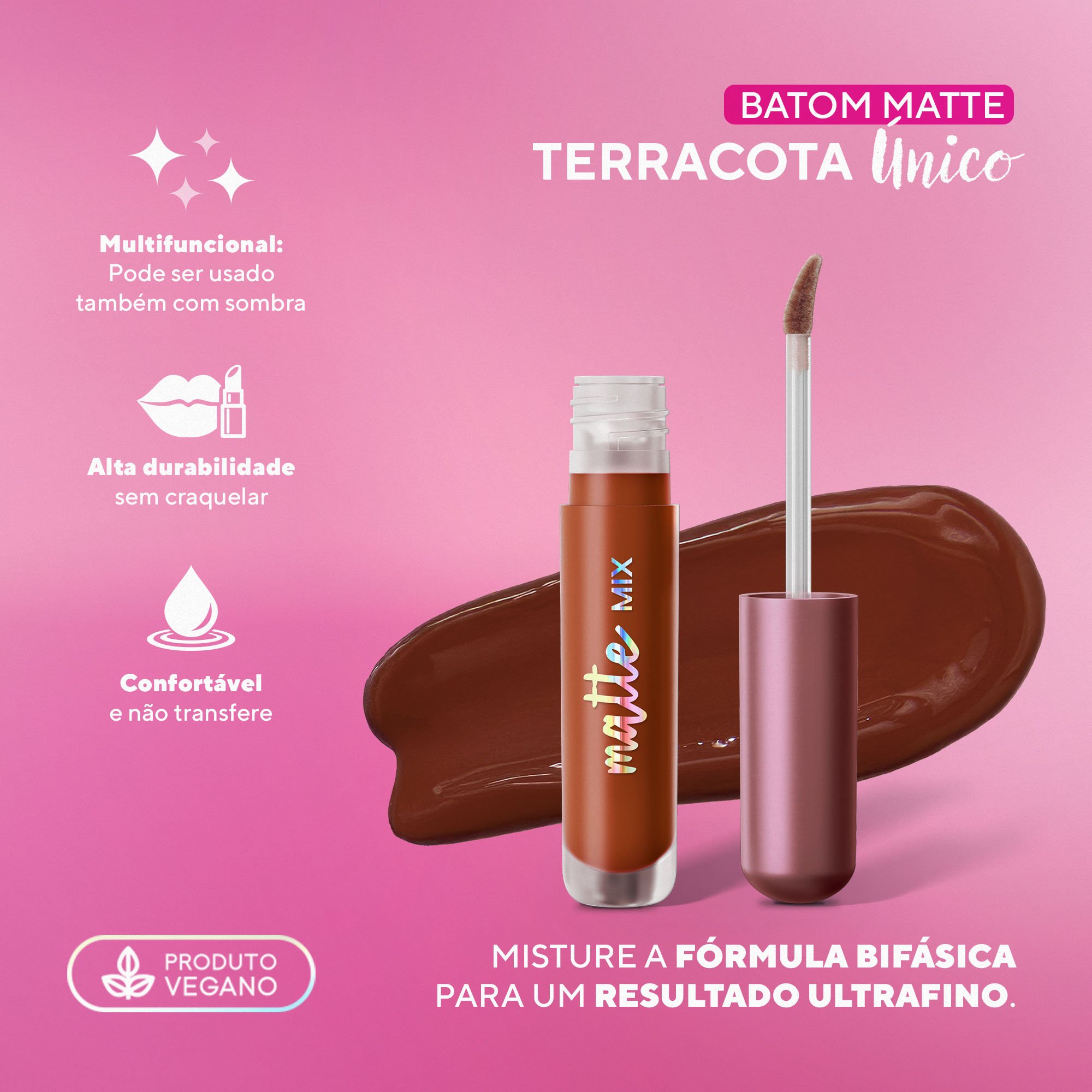 Batom Líquido Matte Mix Bifásico DaBelle Beauty - Terracota Único Terracota 7