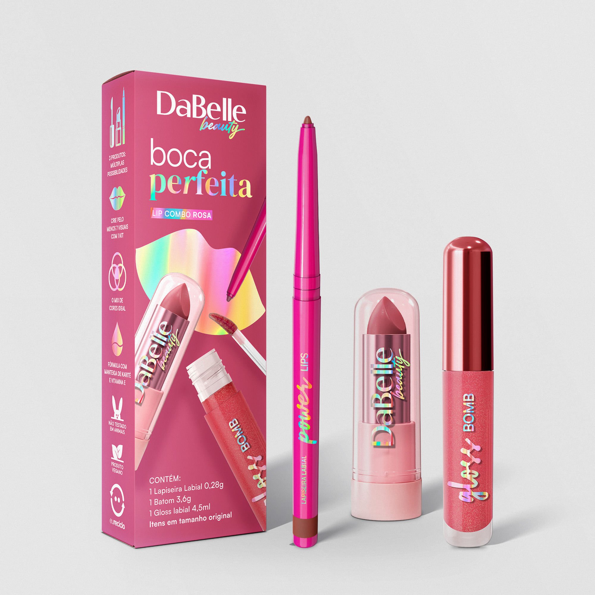 Lip Combo Boca Perfeita DaBelle Beauty - Rosa