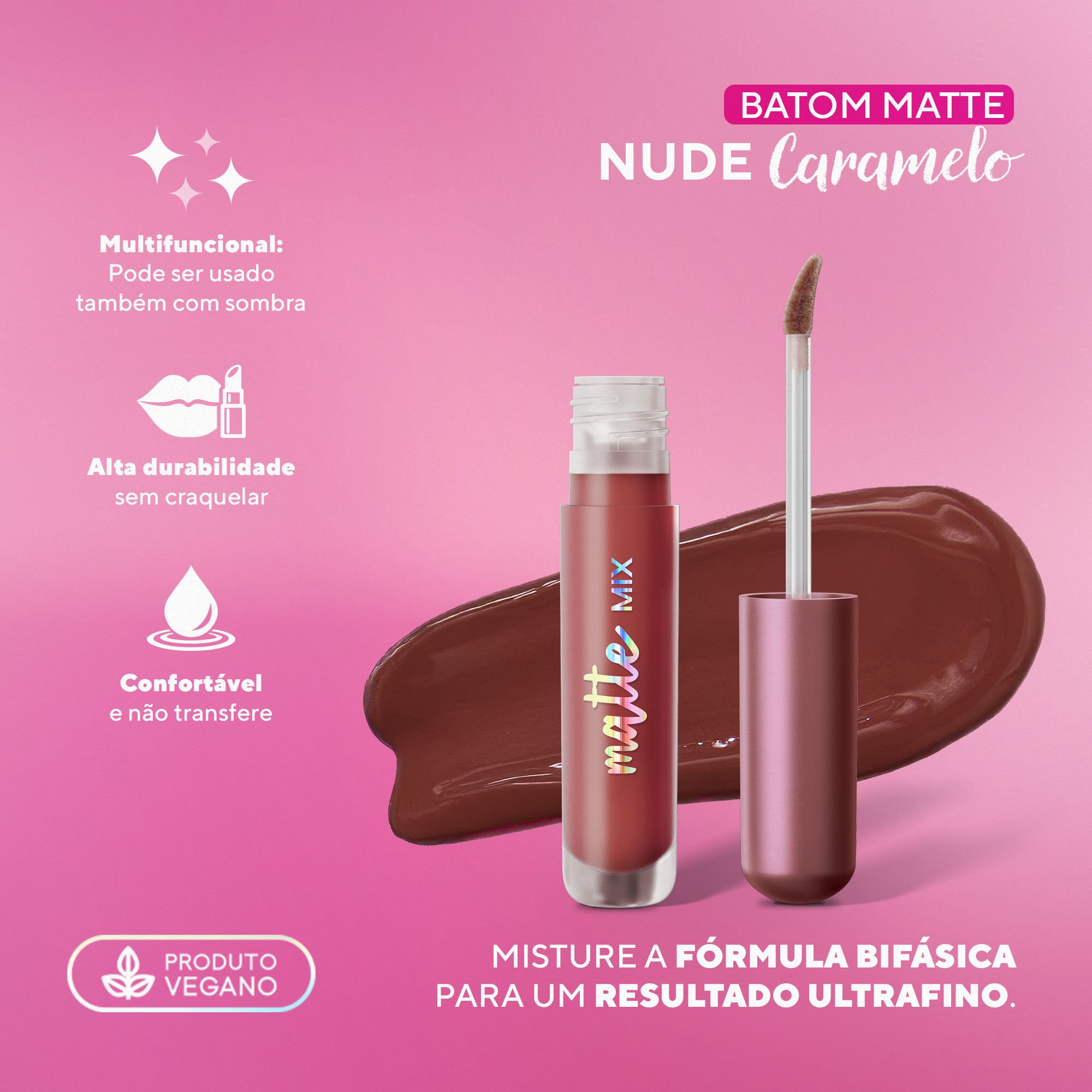 Batom Líquido Matte Mix Bifásico DaBelle Beauty - Nude Caramelo Nude Caramelo 7