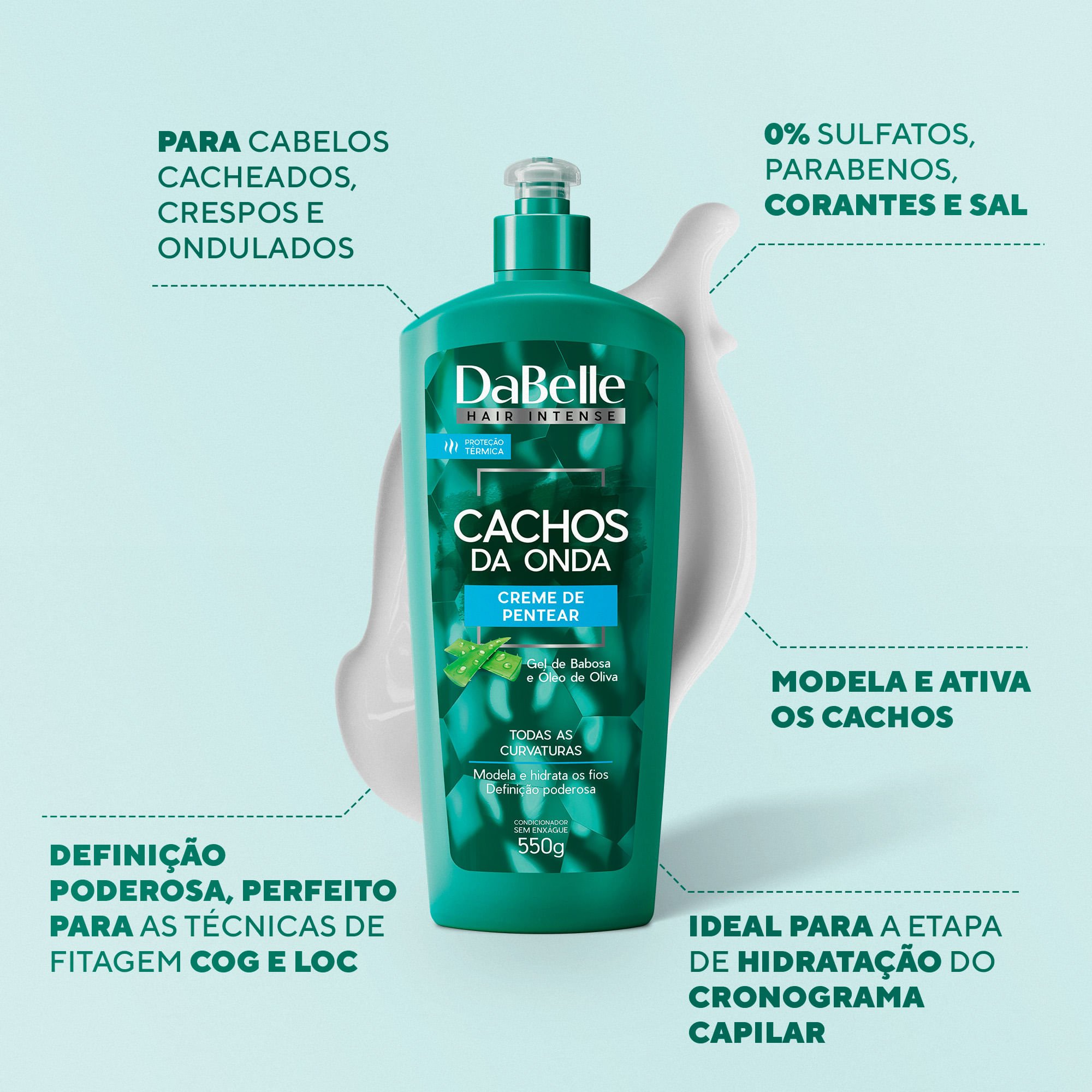 DaBelle Creme de Pentear 550g - Cachos da Onda 550g 2