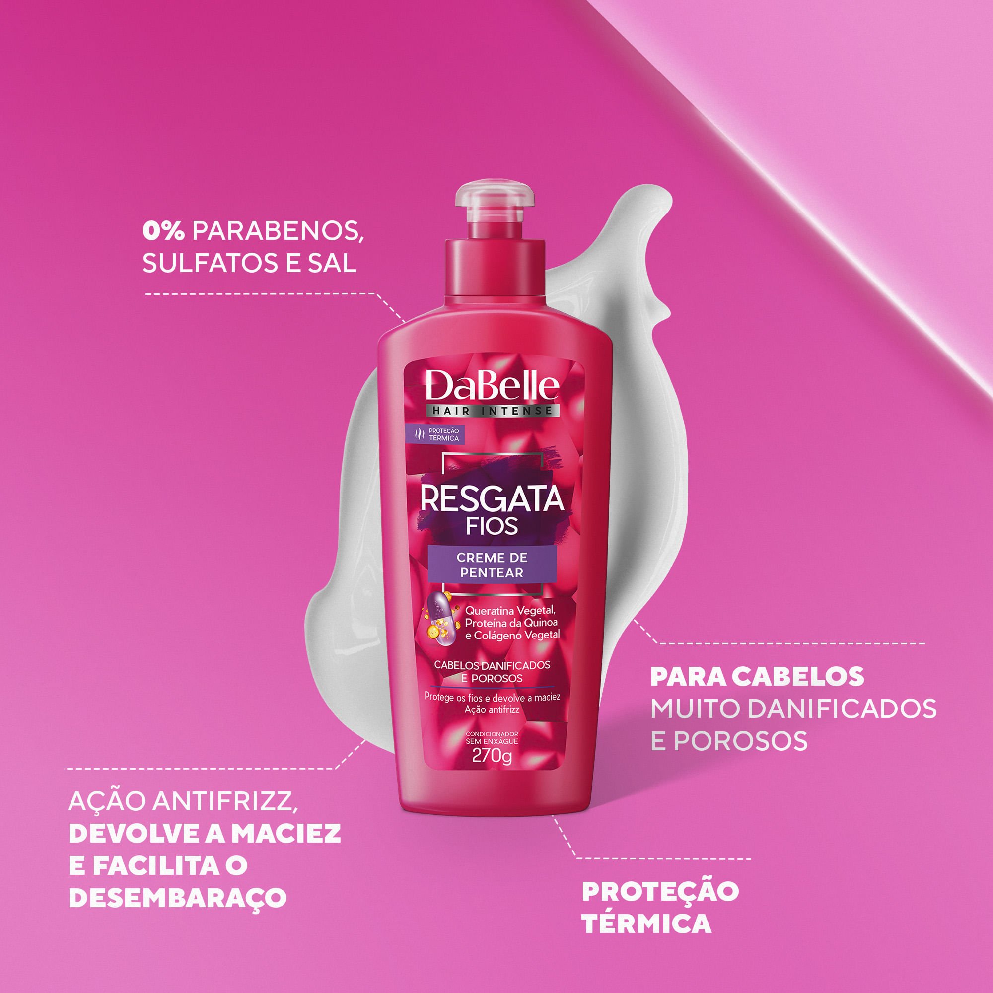 DaBelle Creme de Pentear 270g - Resgata Fios 270g 2