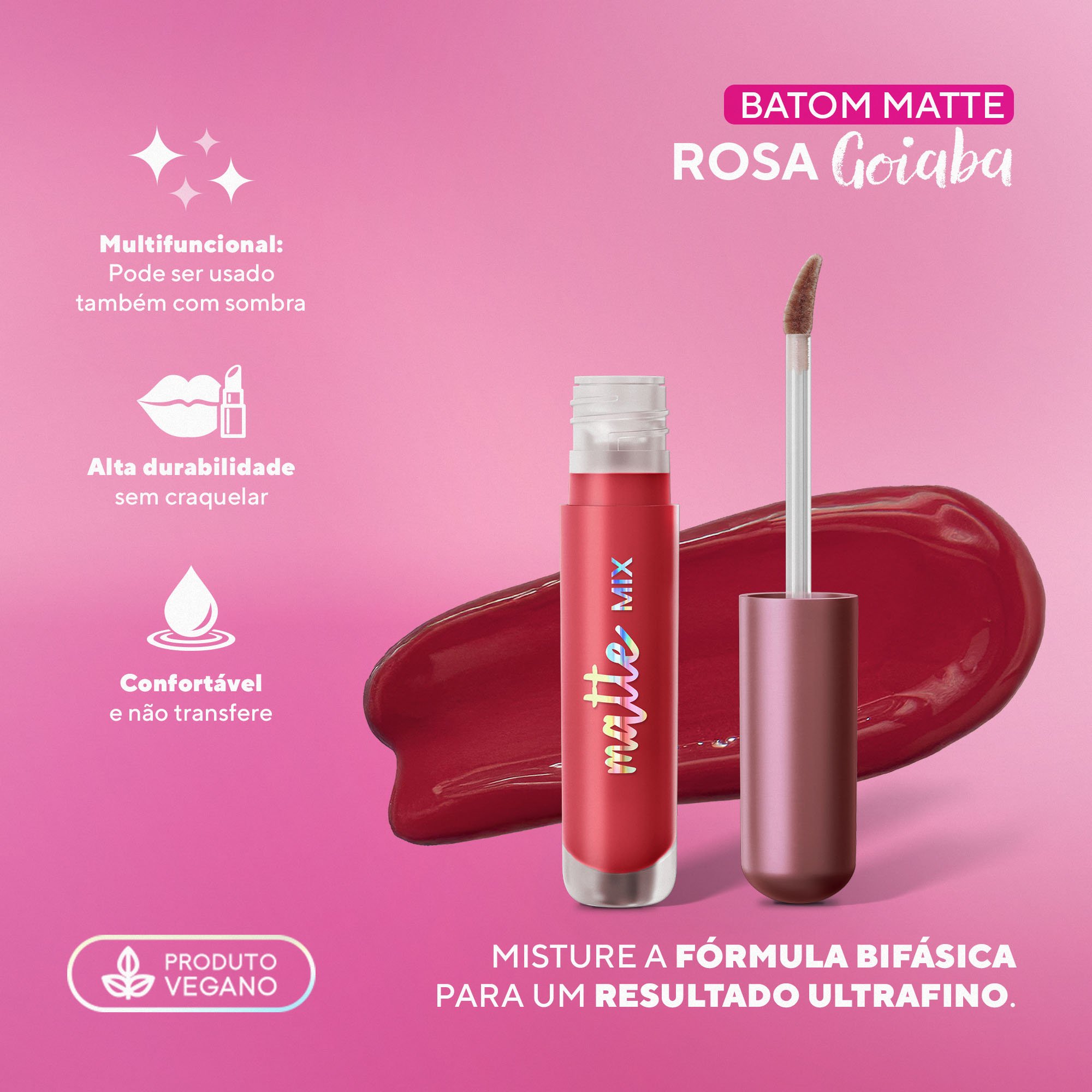 Batom Líquido Matte Mix Bifásico DaBelle Beauty - Rosa Goiaba Rosa Goiaba 7