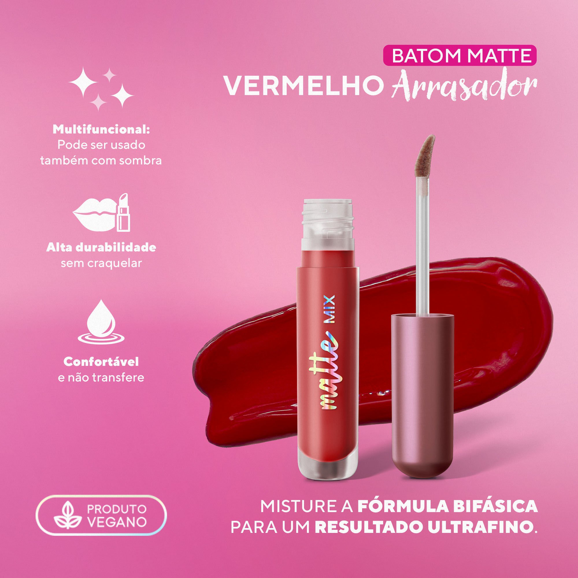 Batom Líquido Matte Mix Bifásico DaBelle Beauty - Vermelho Arrasador Vermelho Arrasador 7