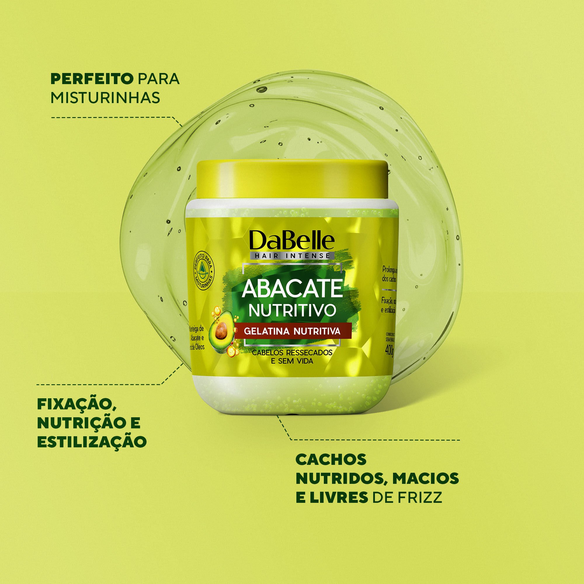 Gelatina Abacate Nutritivo Dabelle Hair 400g 400g 2