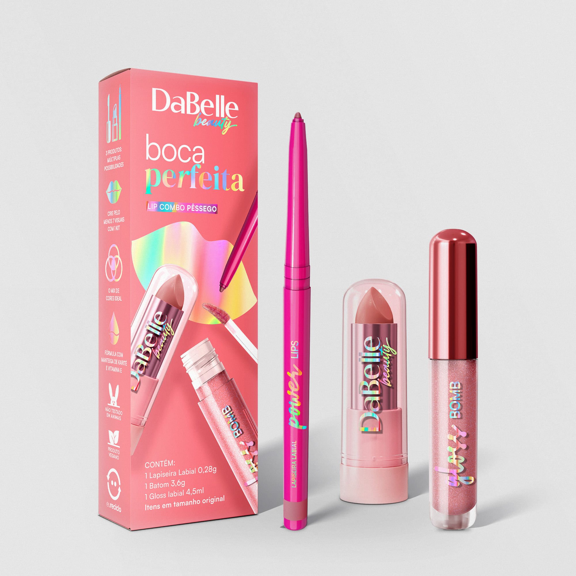 Lip Combo Boca Perfeita DaBelle Beauty - Pêssego