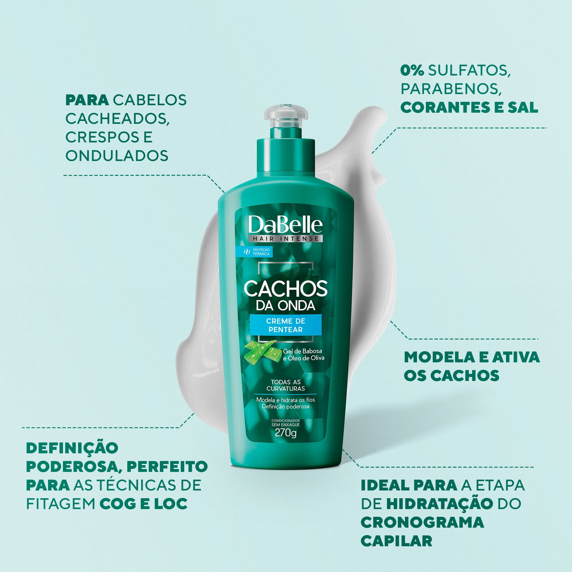 DaBelle Creme de Pentear 270g - Cachos da Onda 270g 2