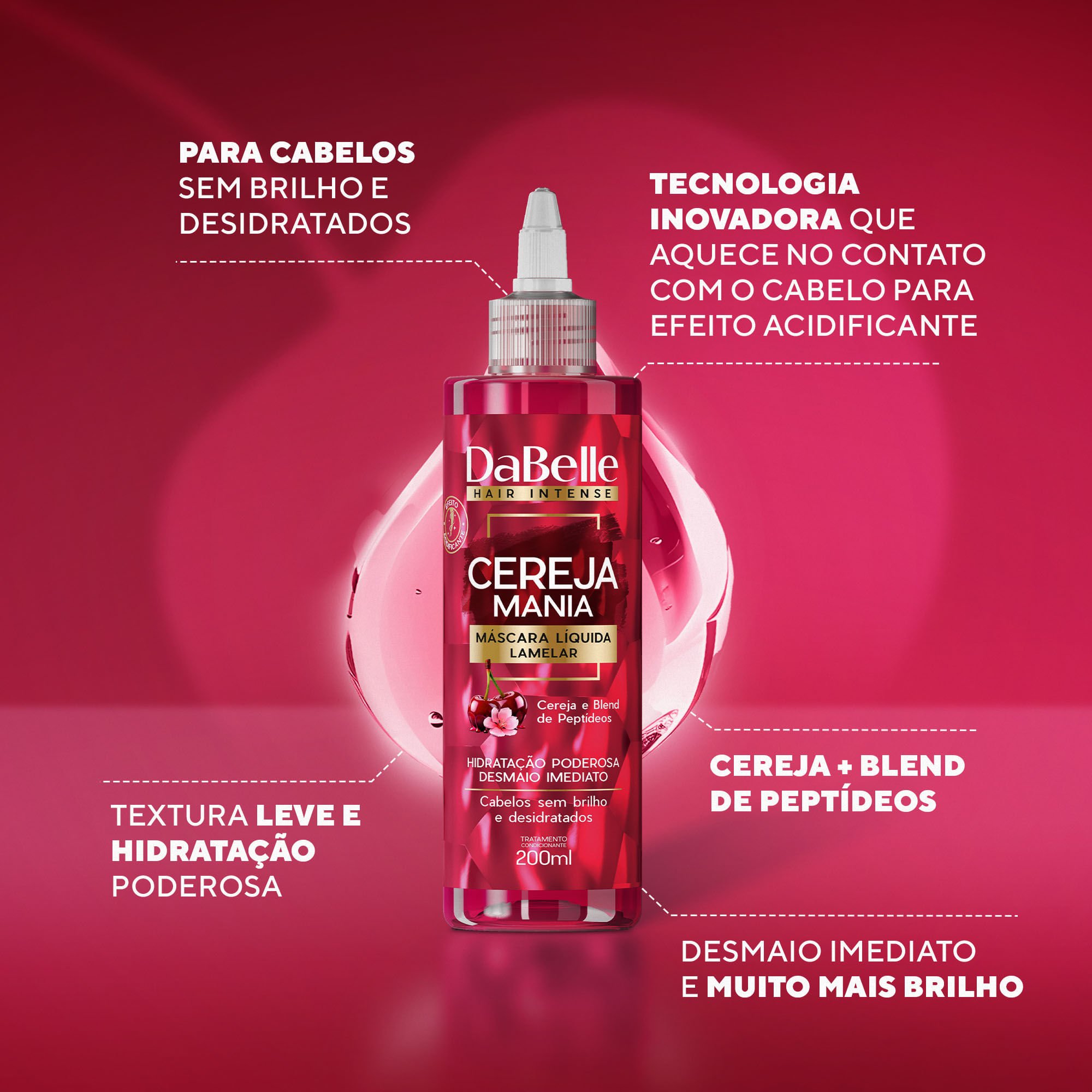 Máscara Líquida Lamelar Cereja Mania 200ml - DaBelle ÚNICO 2