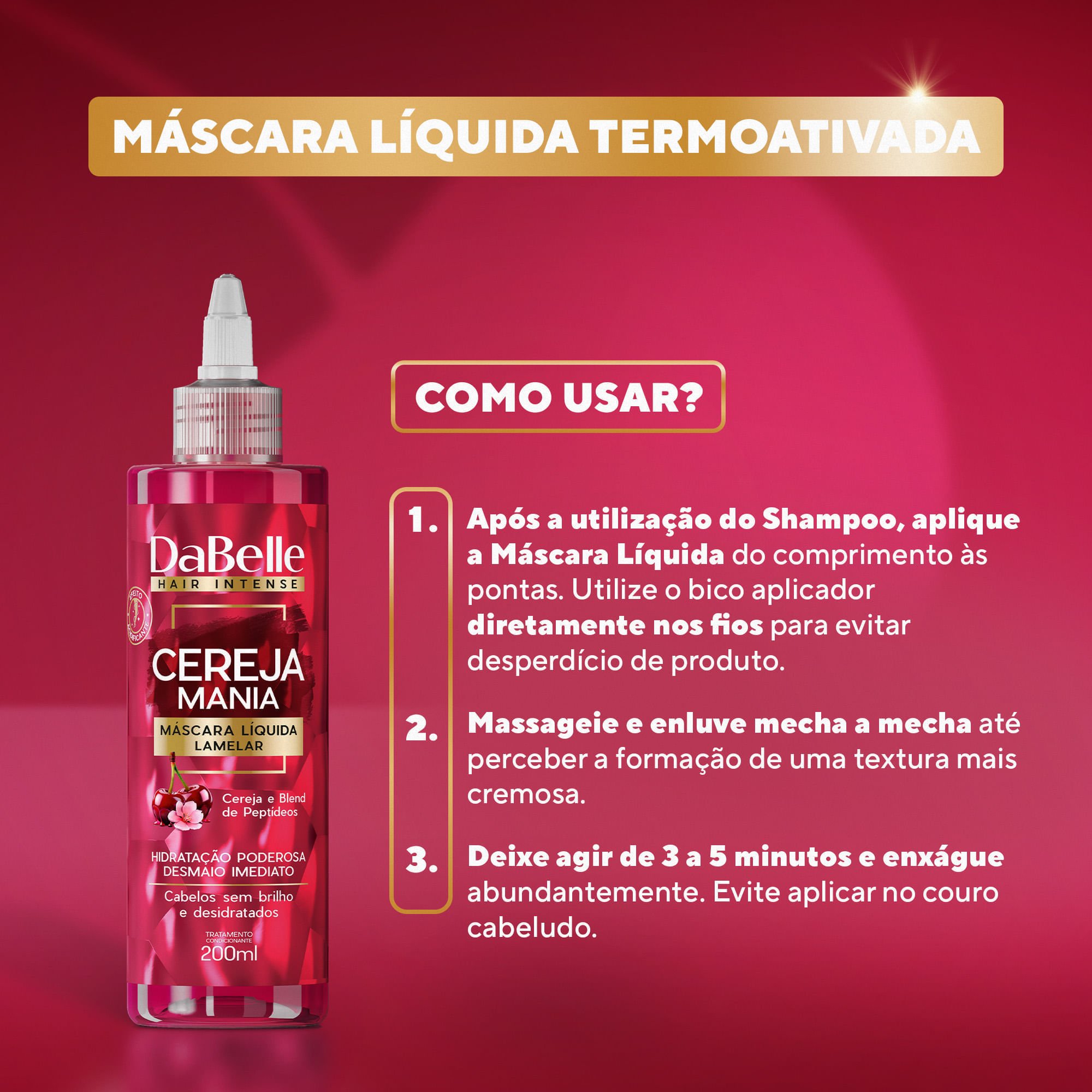 Máscara Líquida Lamelar Cereja Mania 200ml - DaBelle ÚNICO 3