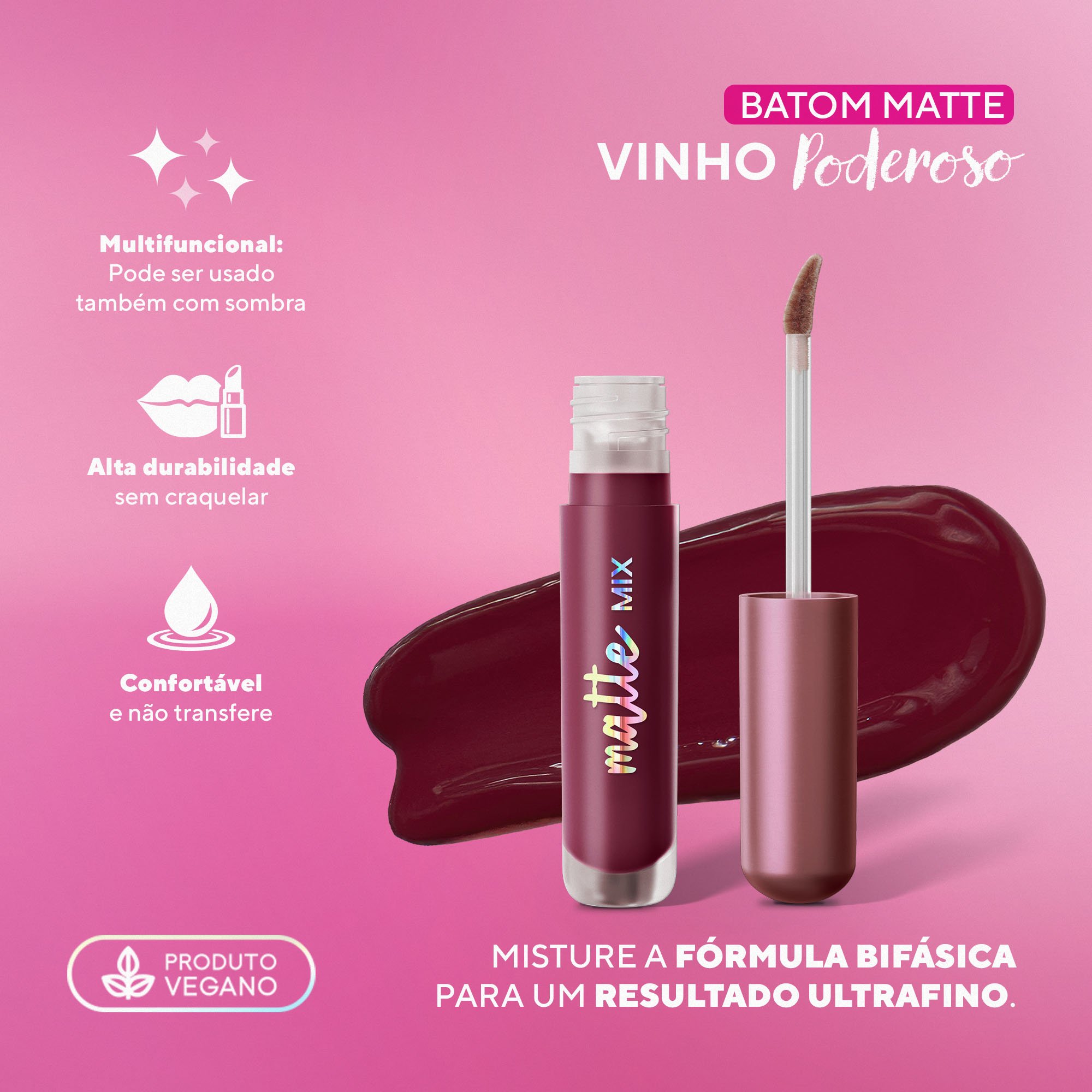 Batom Líquido Matte Mix Bifásico DaBelle Beauty - Vinho Poderoso Vinho Poderoso 7