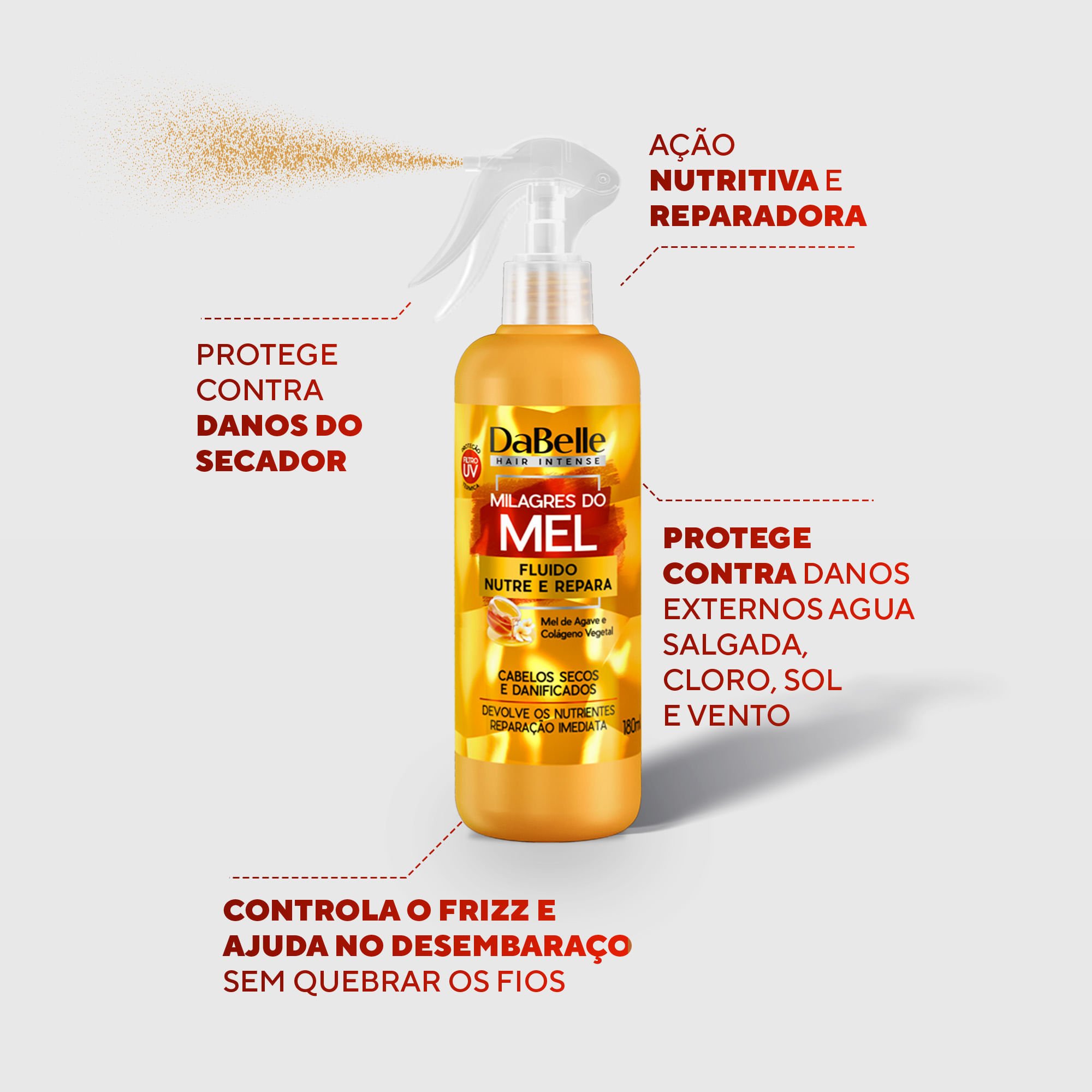 DaBelle Fluido Nutre e Repara 180ml - Milagres do Mel 180ml 2
