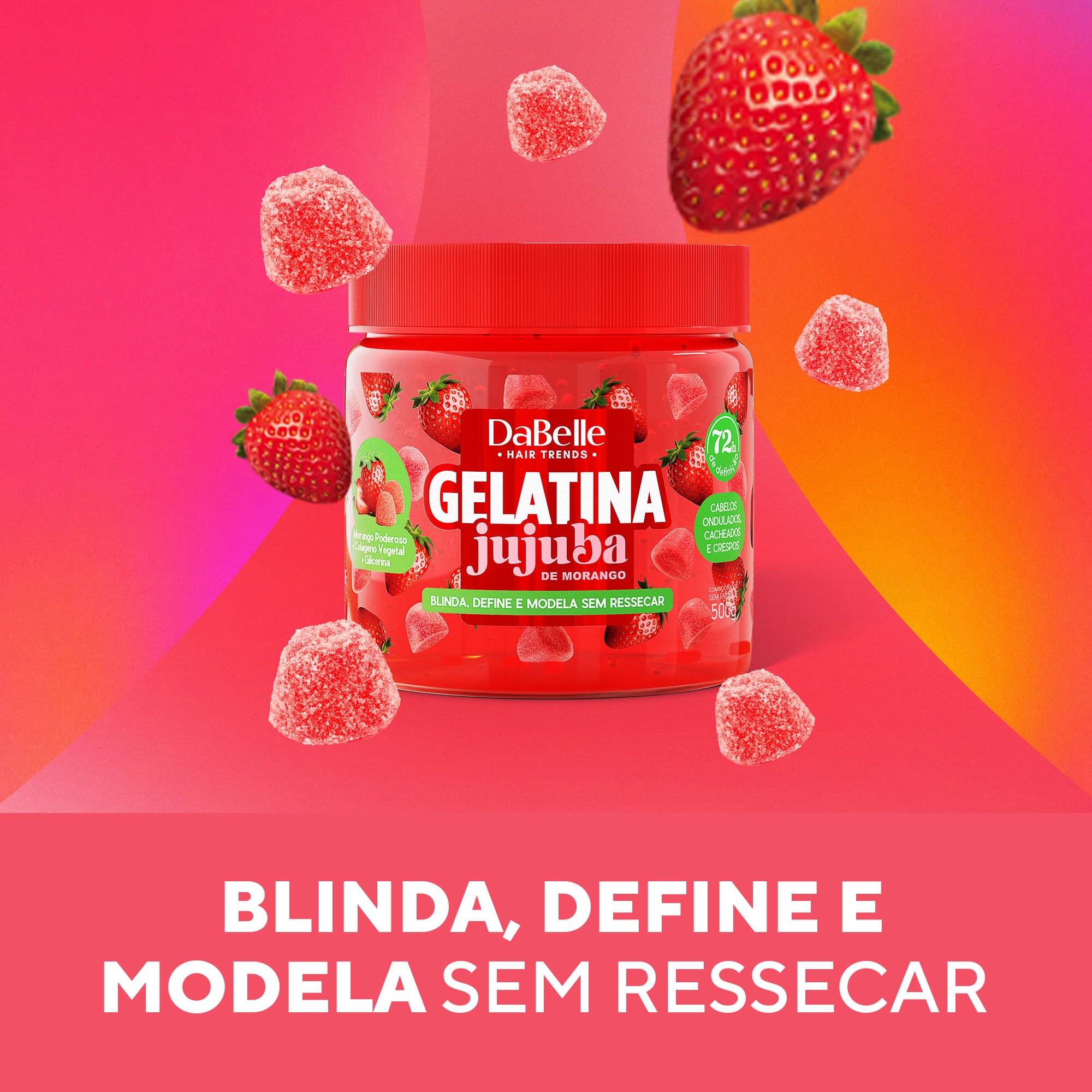 Gelatina Jujuba de Morango - DaBelle Hair 500g 500g 2