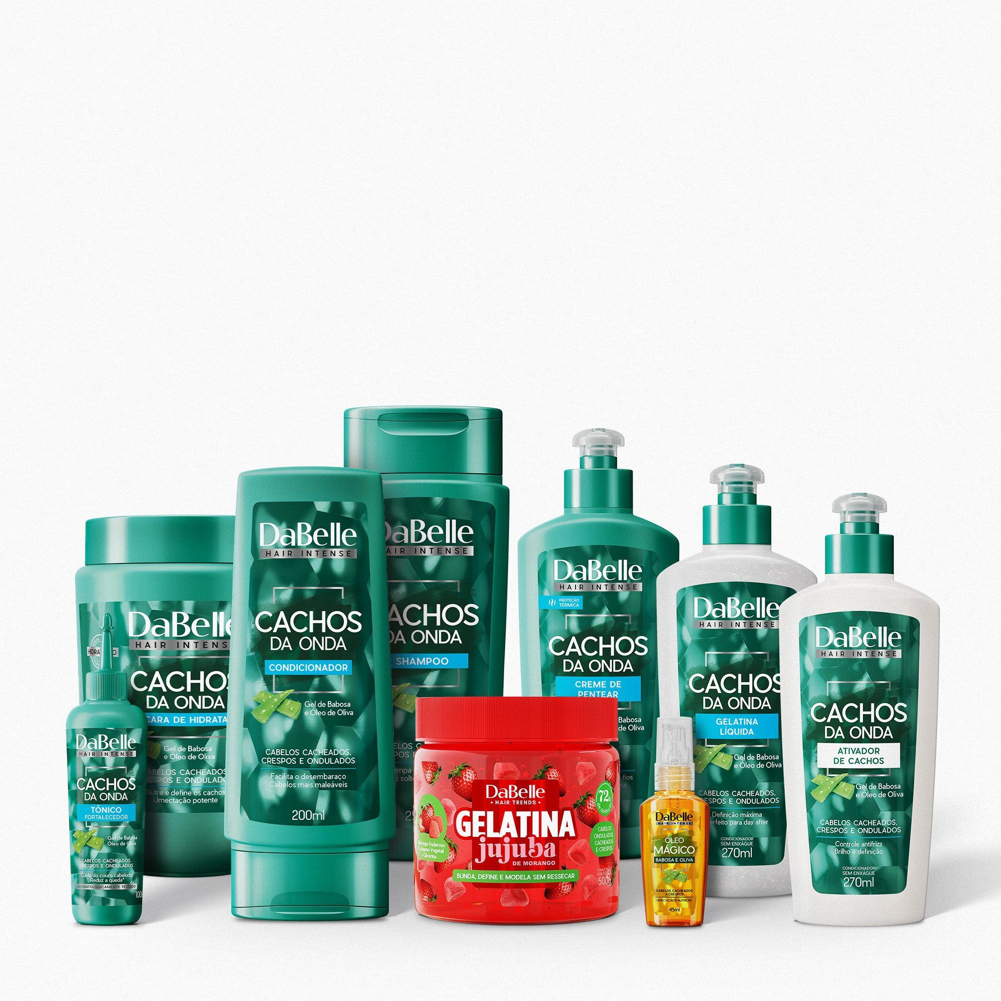Kit Cachos da Onda C/ Gelatina Jujuba Morango  Dabelle Hair  - 9 Produtos