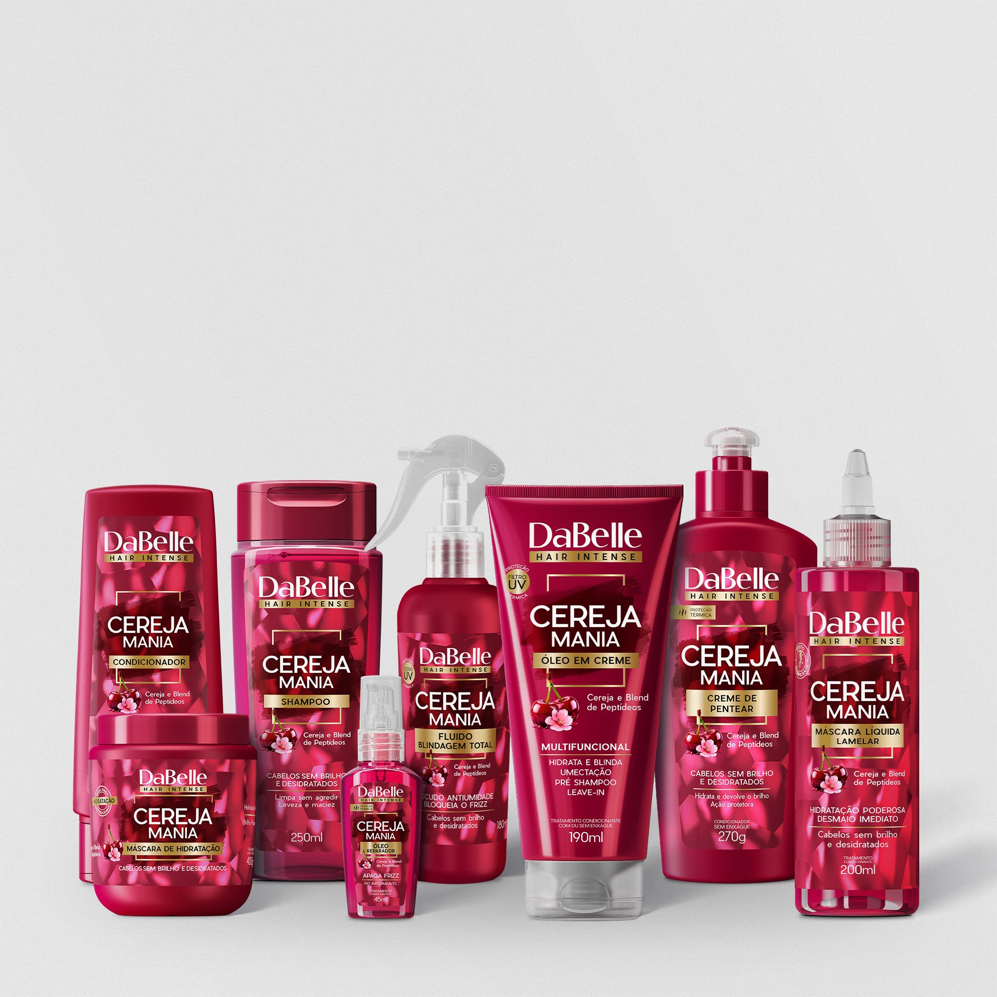 Kit Completo Cereja Mania Hidratação e Brilho Dabelle Hair - 8 Produtos
