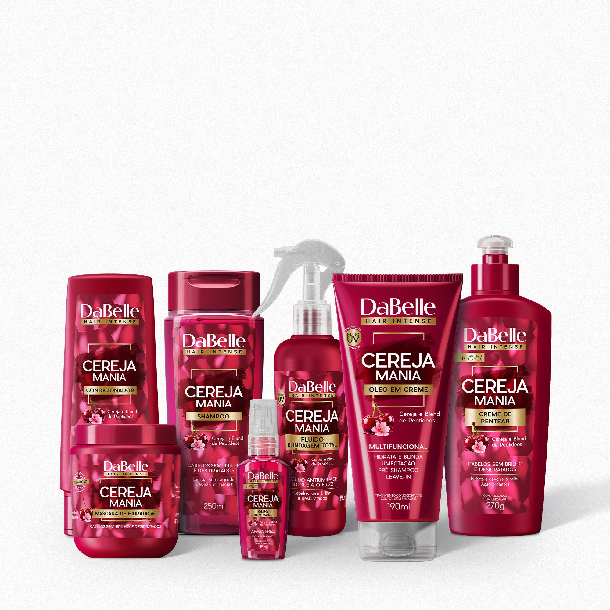 Kit Cereja Mania Hidratação e Finalização Dabelle Hair - 7 Produtos