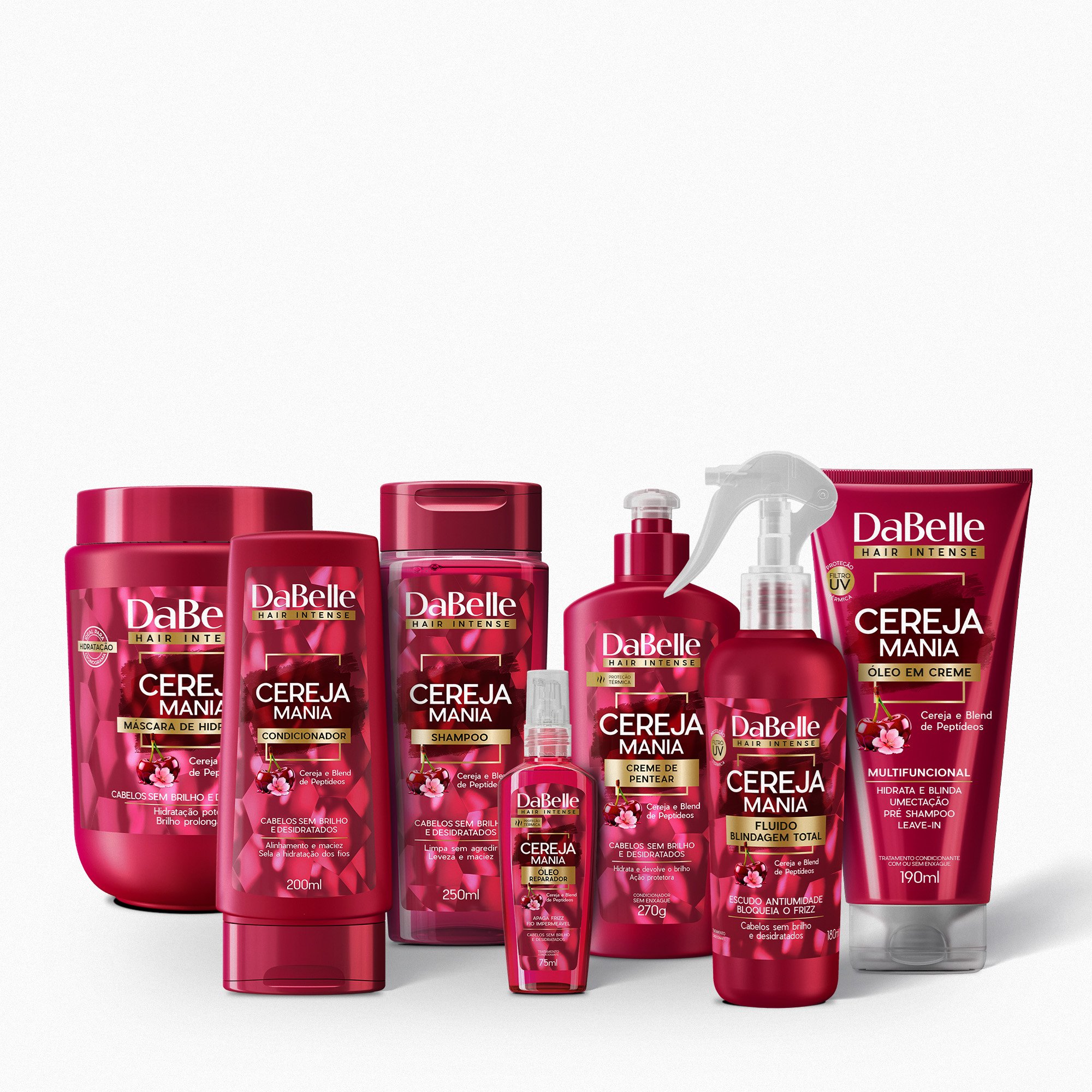 Kit Cereja Mania Hidratação e Finalização Dabelle Hair - 7 Produtos