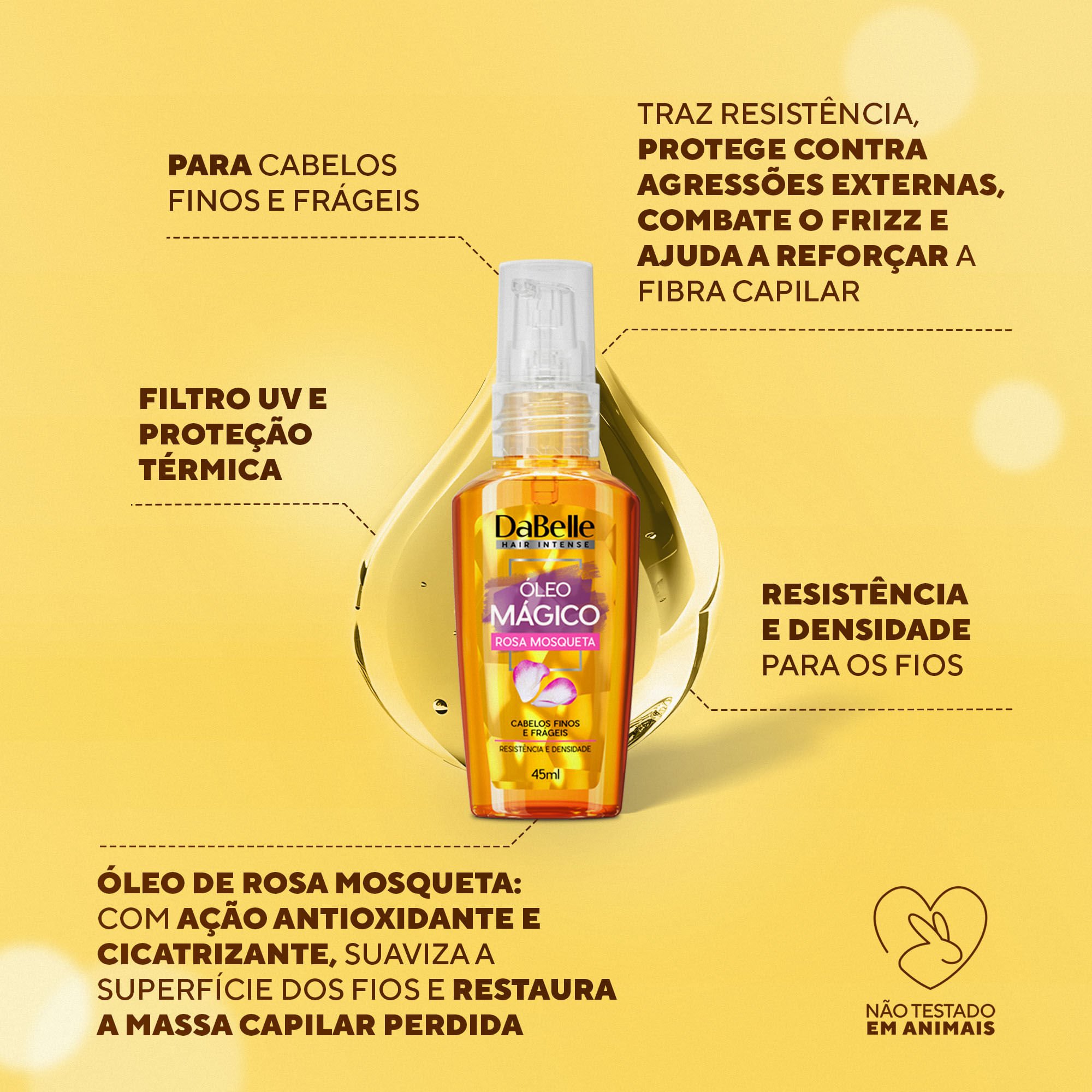 Óleo Mágico de Rosa Mosqueta - Dabelle Hair 45ml 45ml 2