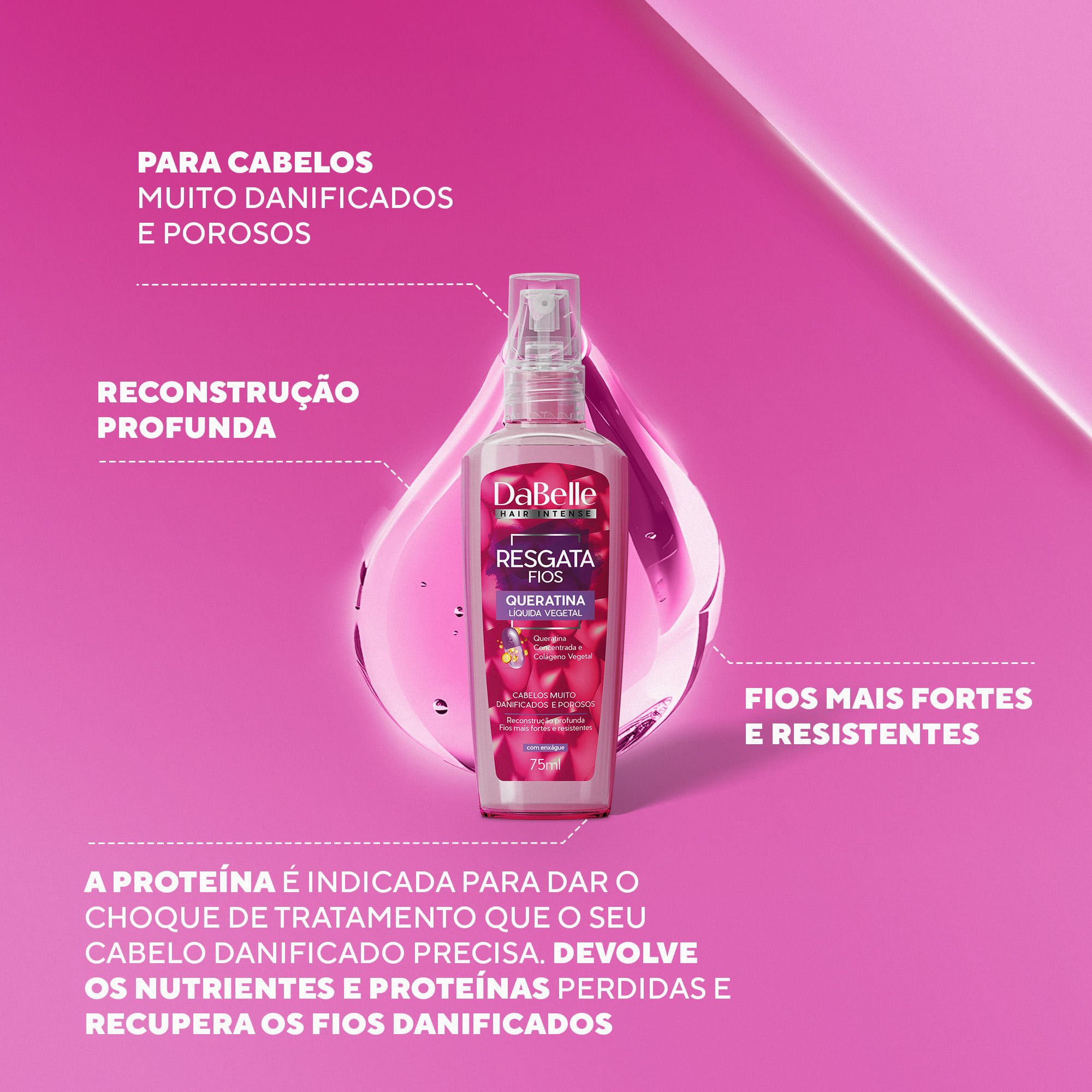 Queratina Líquida Resgata Fios - Dabelle Hair 75ml 75ml 2