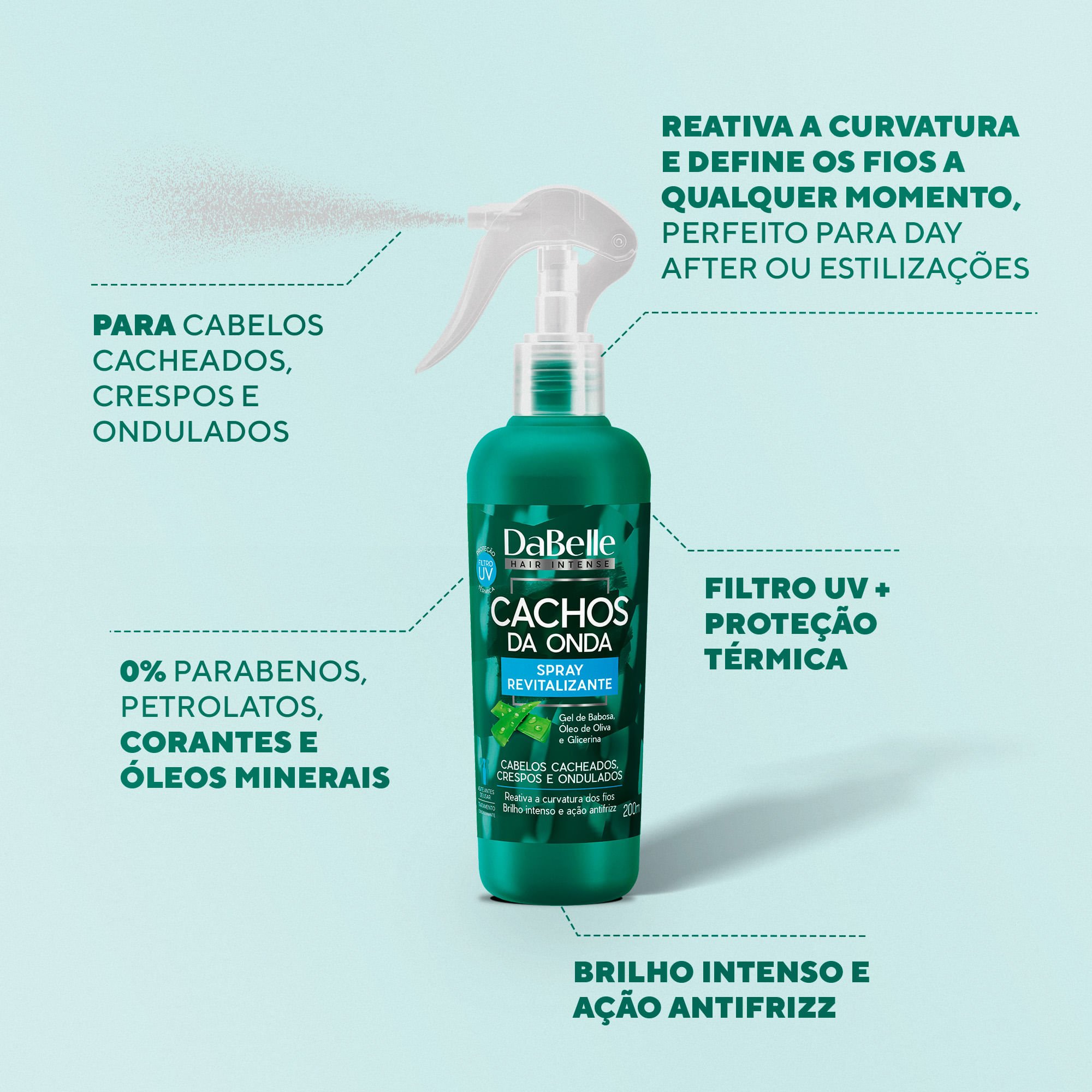 Spray Revitalizante Cachos da Onda - Dabelle Hair 200ml 200ml 2