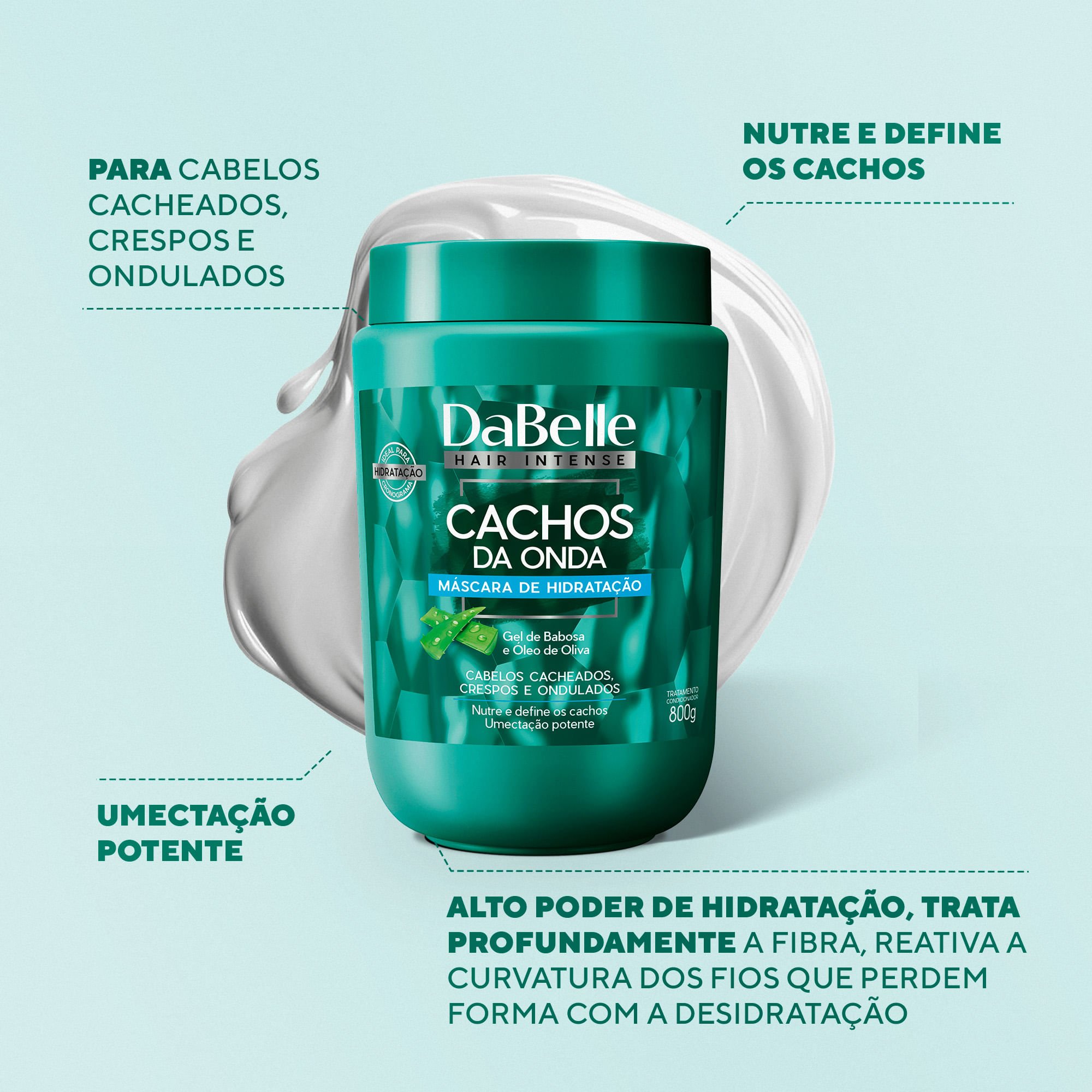 Máscara Hidratação Cachos da Onda - Dabelle Hair 800g 800g 2